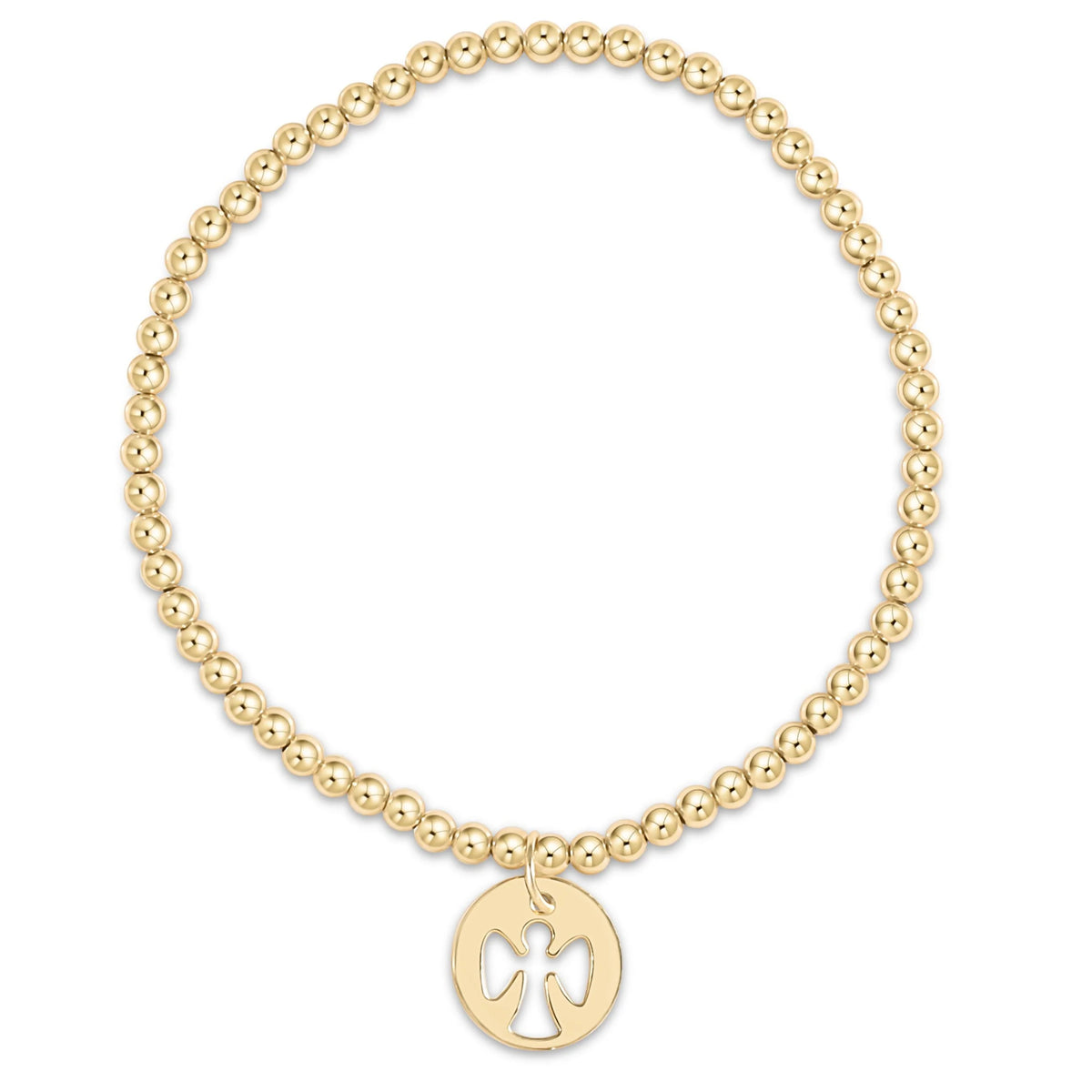 classic gold 2mm bracelet - guardian angel small gold disc main image 0