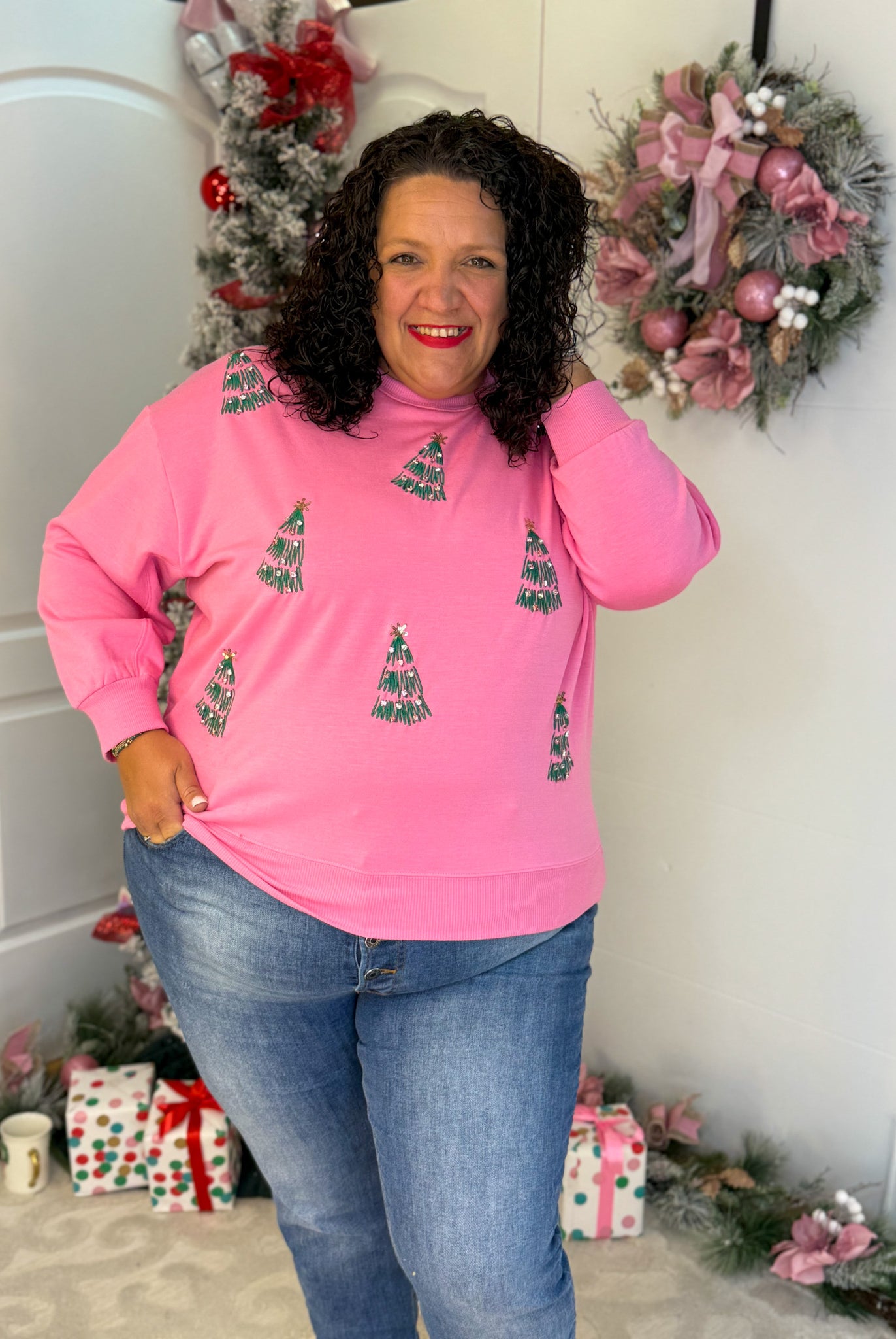 Sarah Green Trees Pullover-350 Holiday-Mary Square-The Lovely Closet, Women's Fashion Boutique in Alexandria, KY