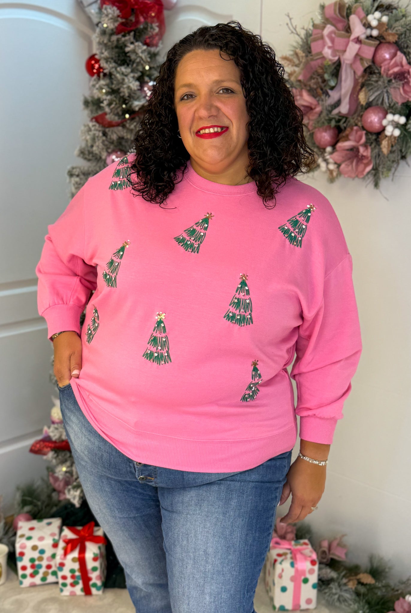 Sarah Green Trees Pullover-350 Holiday-Mary Square-The Lovely Closet, Women's Fashion Boutique in Alexandria, KY