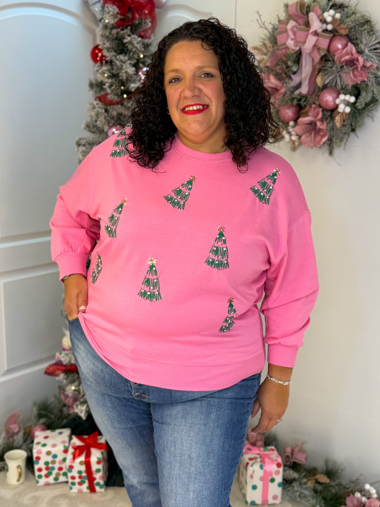 Sarah Green Trees Pullover-350 Holiday-Mary Square-The Lovely Closet, Women's Fashion Boutique in Alexandria, KY