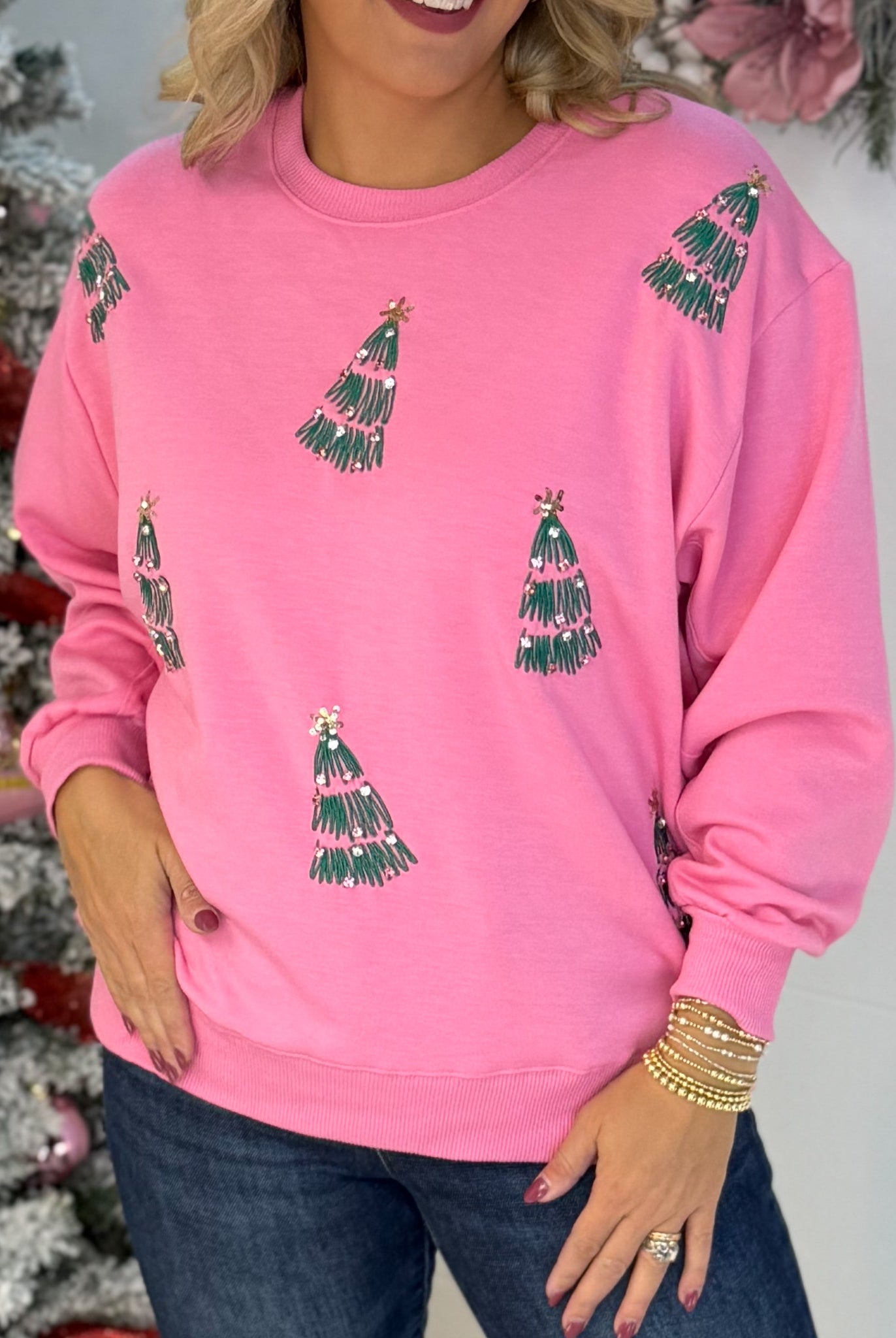 Sarah Green Trees Pullover-350 Holiday-Mary Square-The Lovely Closet, Women's Fashion Boutique in Alexandria, KY