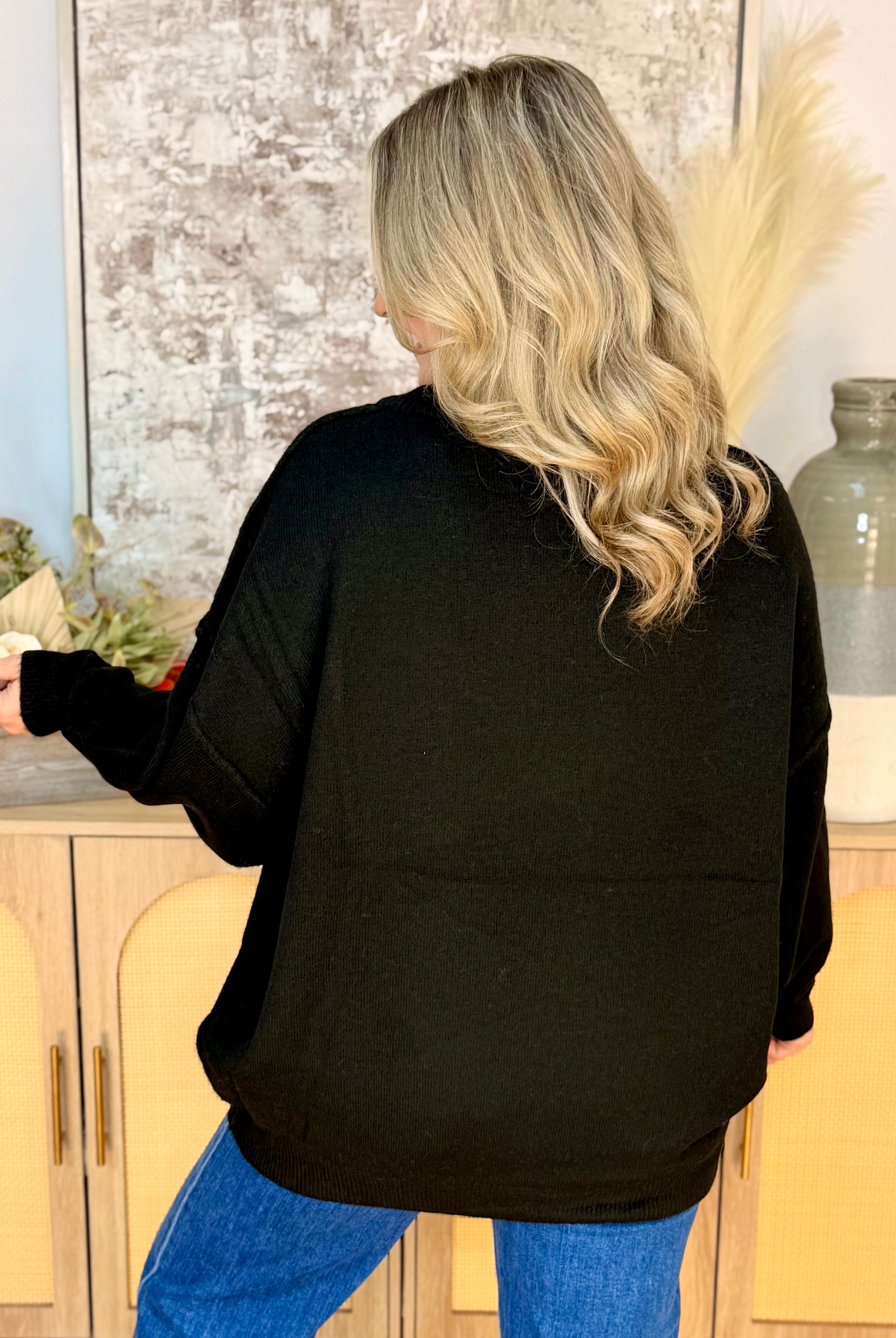The Everyday Cozy Sweater - Black-140 Sweaters-zenana-The Lovely Closet, Women's Fashion Boutique in Alexandria, KY
