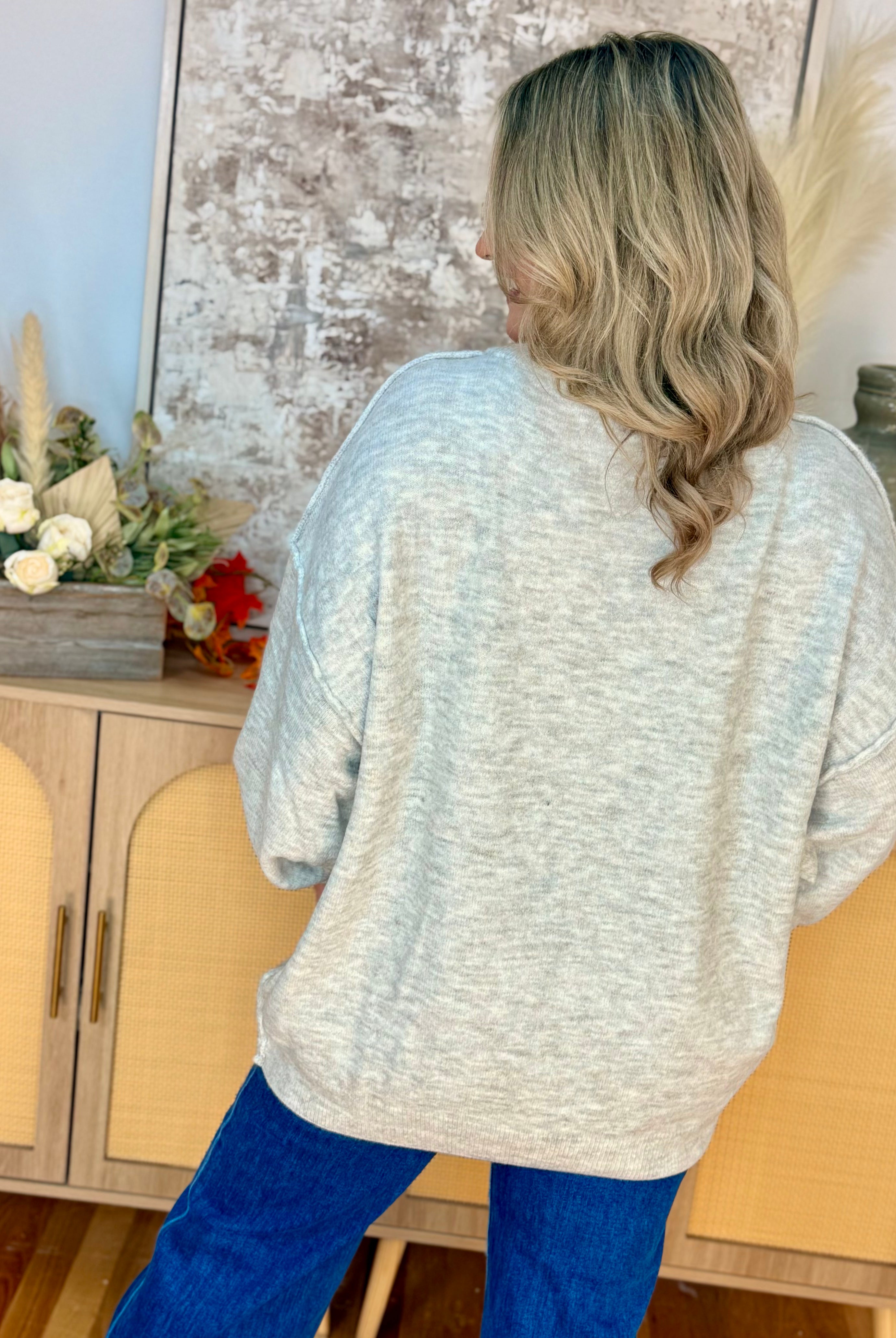The Everyday Cozy Sweater - Lt. Heather Grey-140 Sweaters-zenana-The Lovely Closet, Women's Fashion Boutique in Alexandria, KY