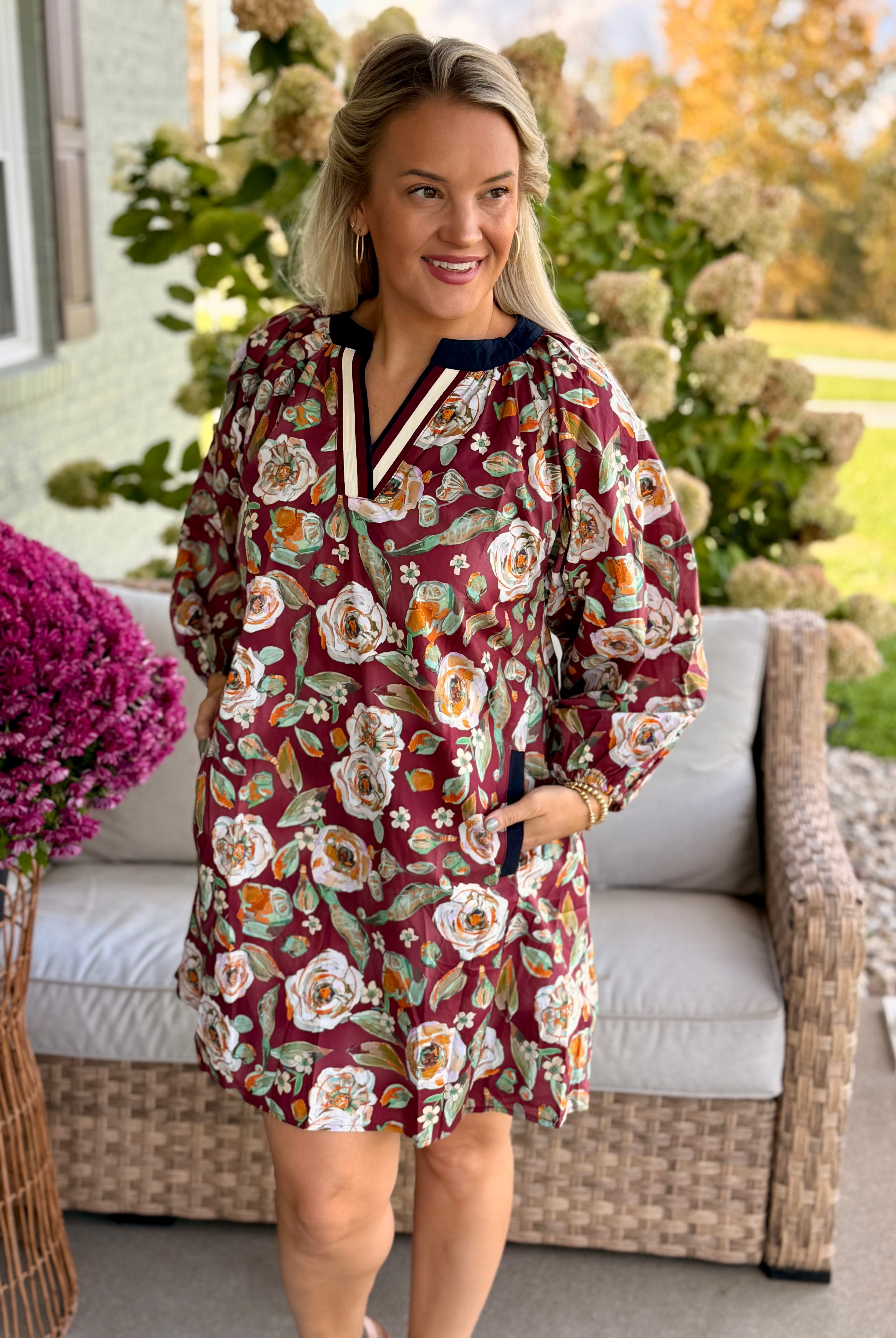 Harvest Happiness Dress-180 Dresses-Umgee-The Lovely Closet, Women's Fashion Boutique in Alexandria, KY