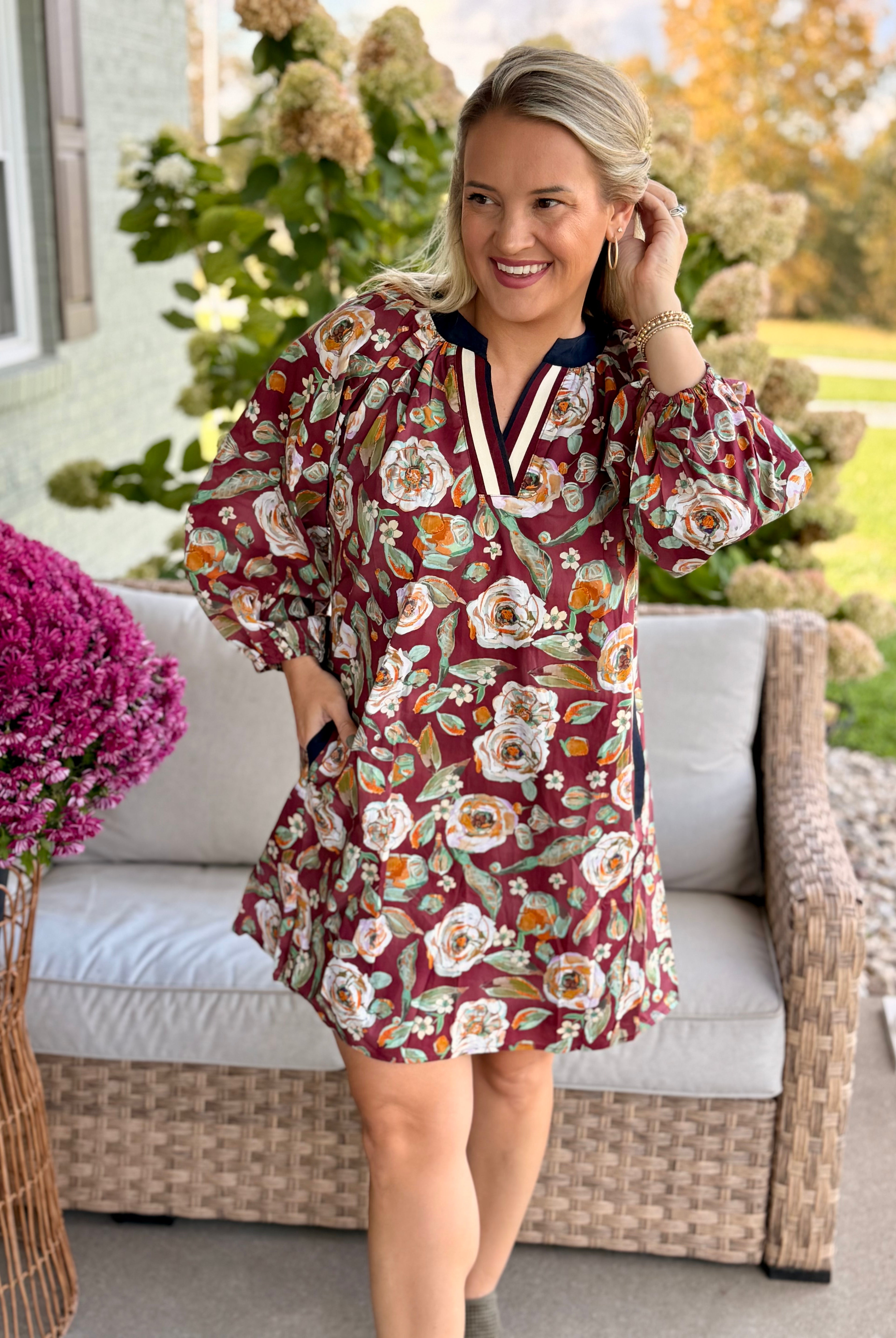 Harvest Happiness Dress-180 Dresses-Umgee-The Lovely Closet, Women's Fashion Boutique in Alexandria, KY