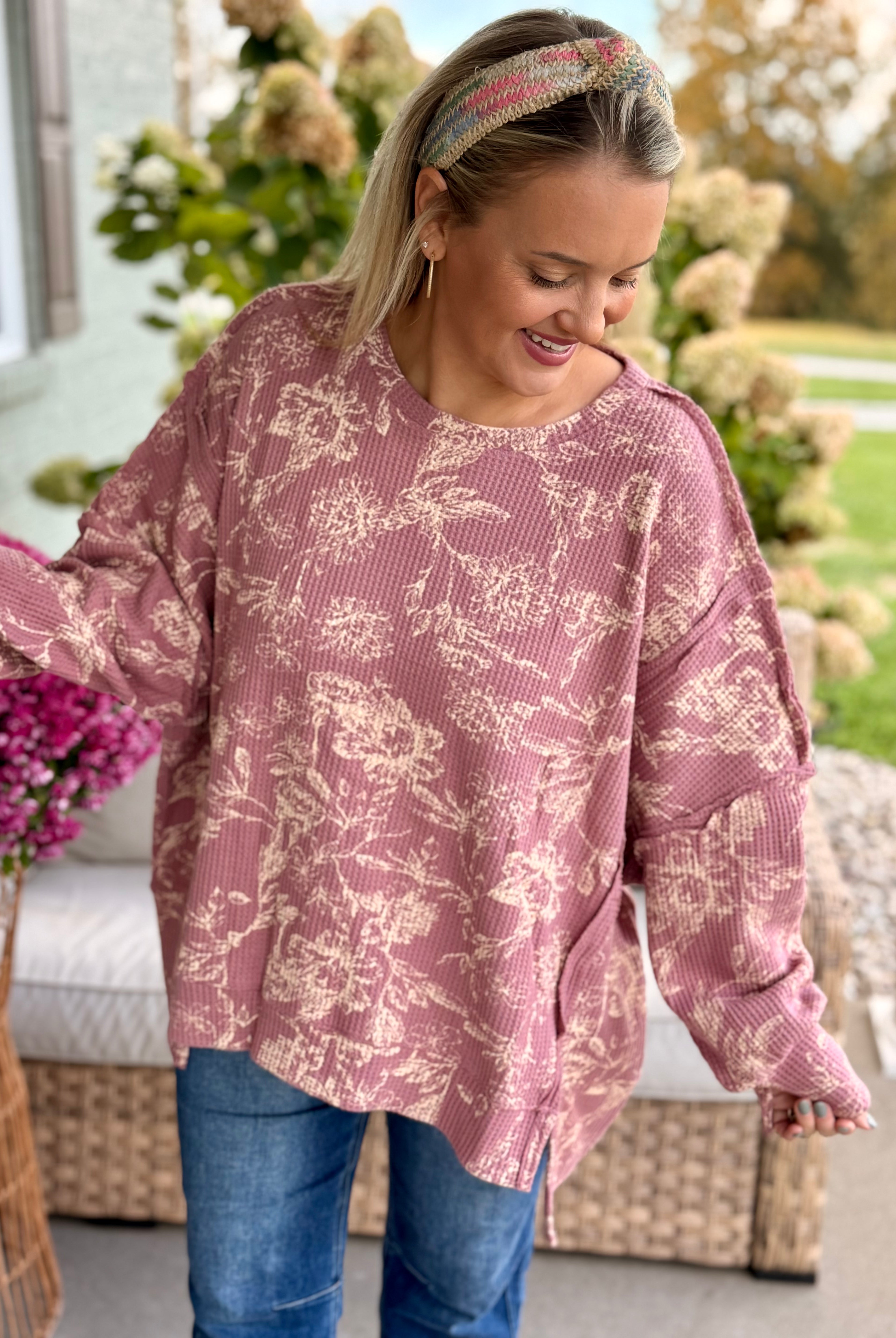 Berry Bliss Oversized Pullover-110 Long Sleeve Top-Bibi-The Lovely Closet, Women's Fashion Boutique in Alexandria, KY