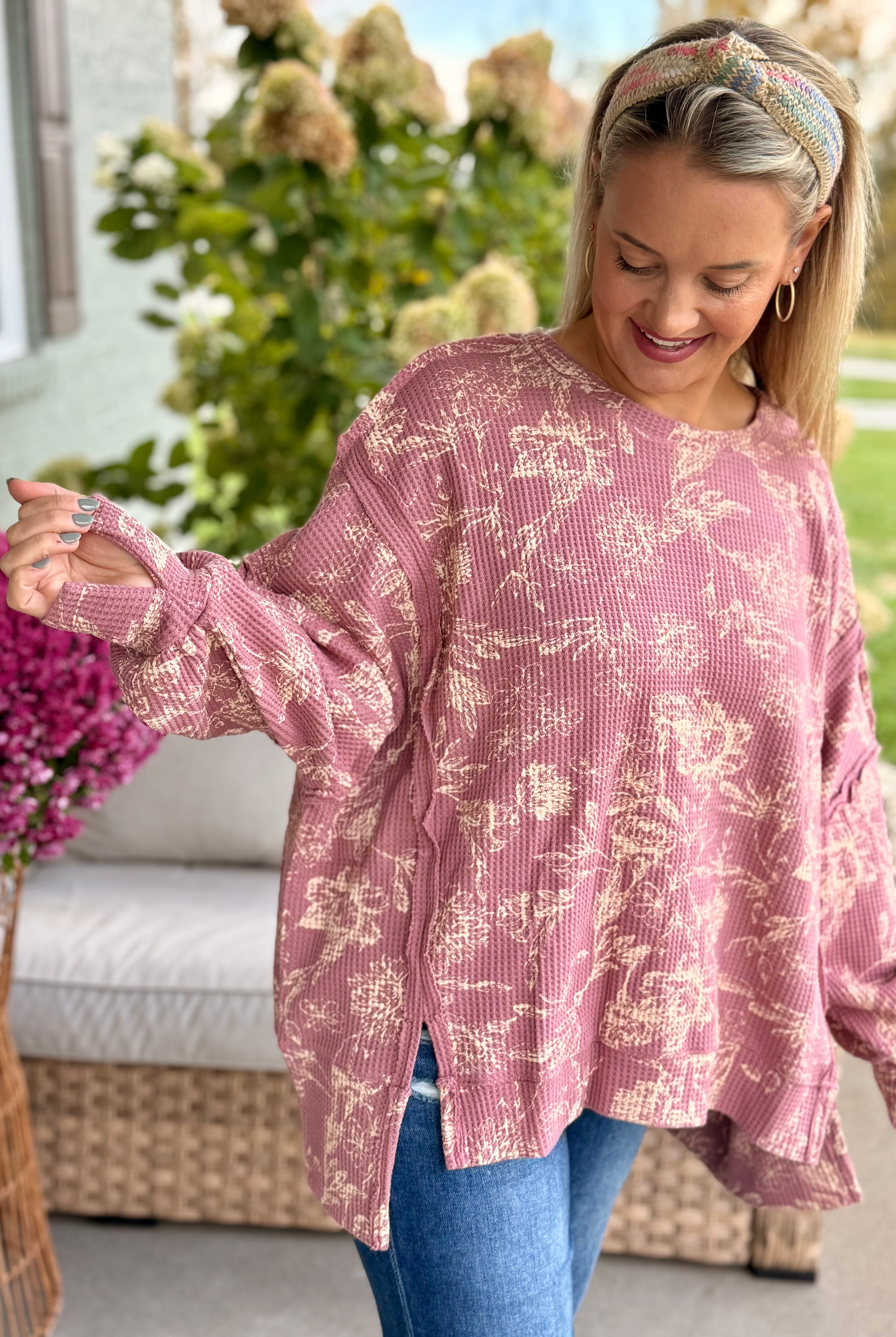 Berry Bliss Oversized Pullover-110 Long Sleeve Top-Bibi-The Lovely Closet, Women's Fashion Boutique in Alexandria, KY