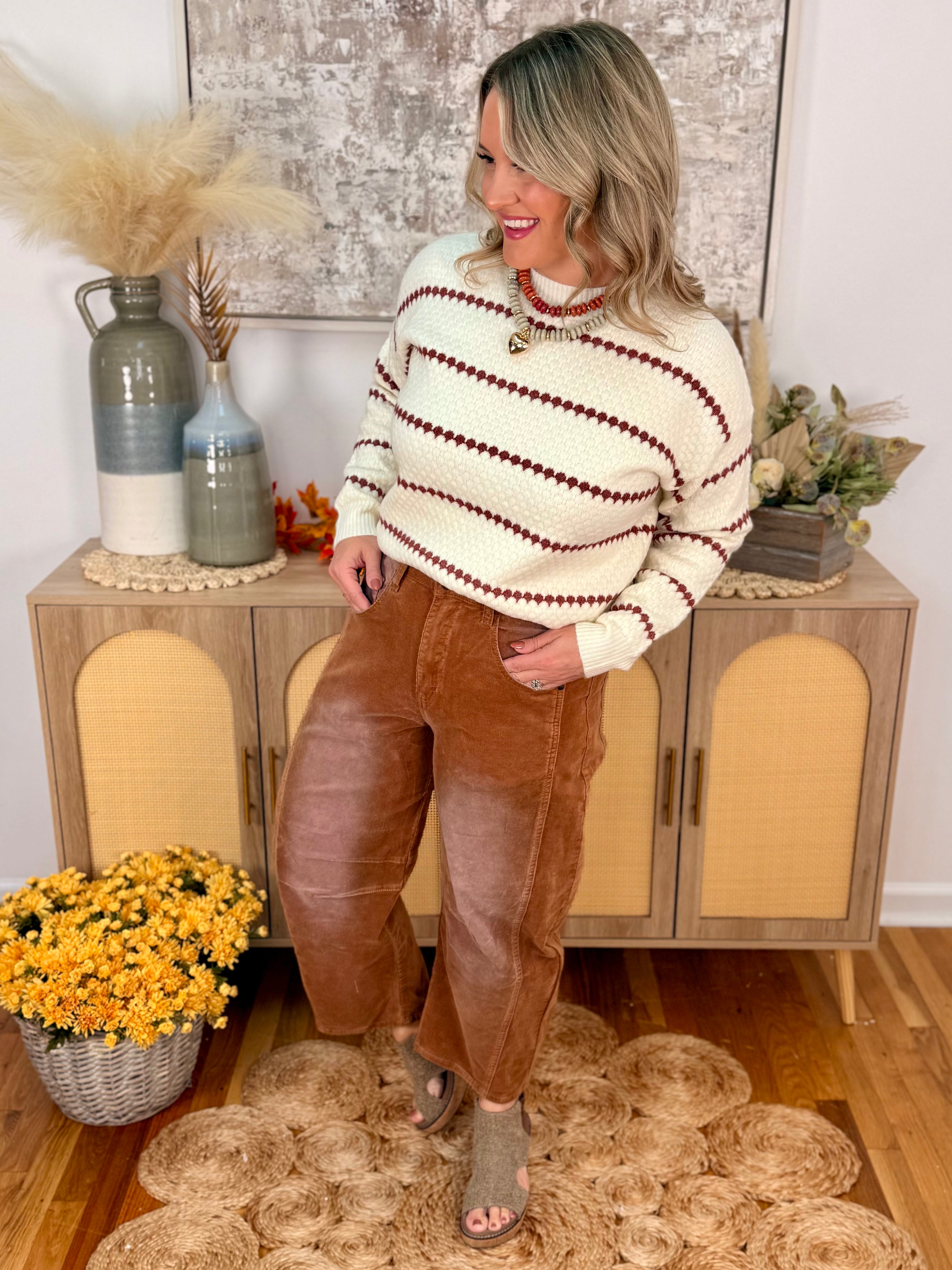 Autumn Favorite Corduroy Barrel Leg Pant-240 Pants-easel-The Lovely Closet, Women's Fashion Boutique in Alexandria, KY