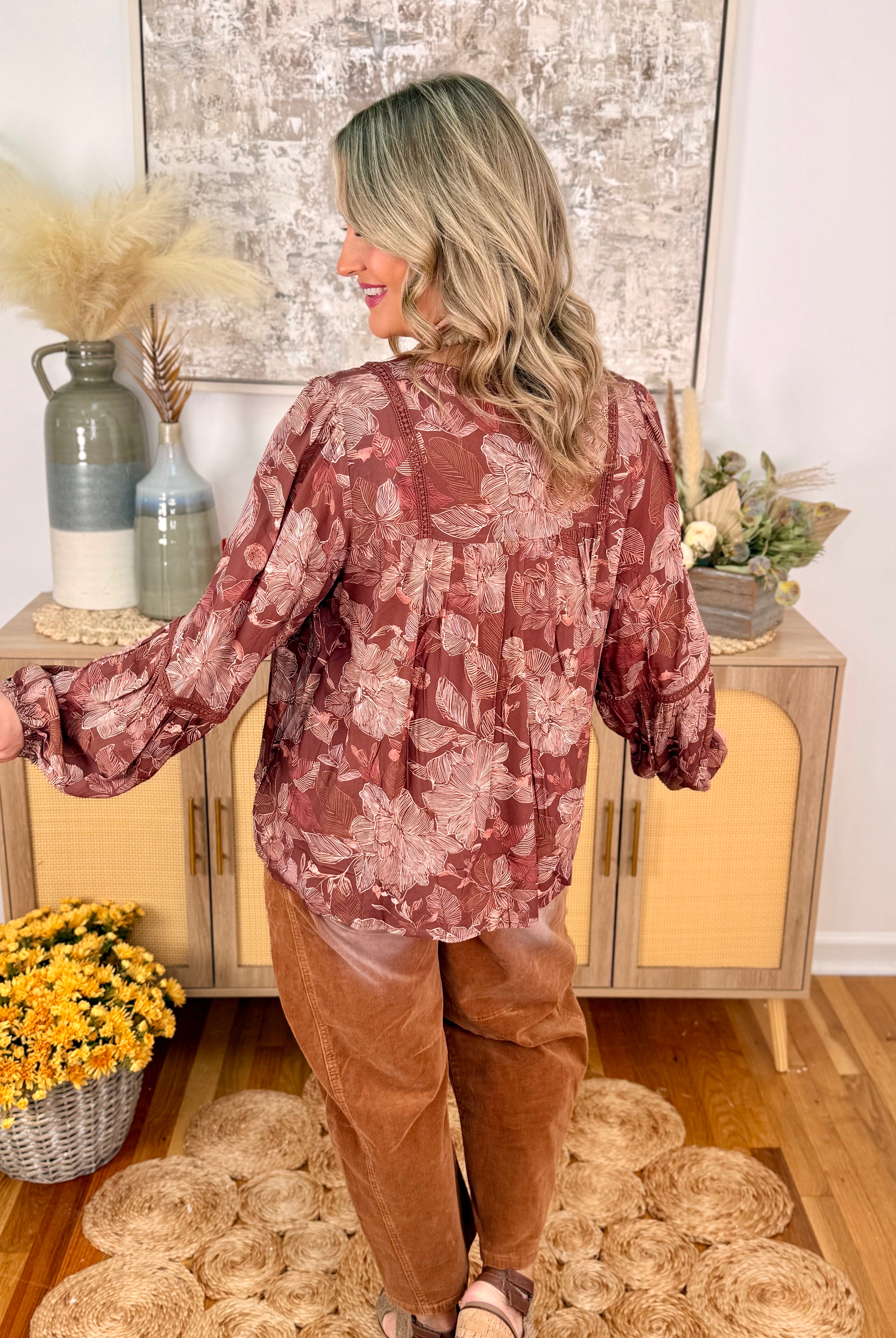 Cinnamon & Spice Blouse-110 Long Sleeve Top-Haptics-The Lovely Closet, Women's Fashion Boutique in Alexandria, KY