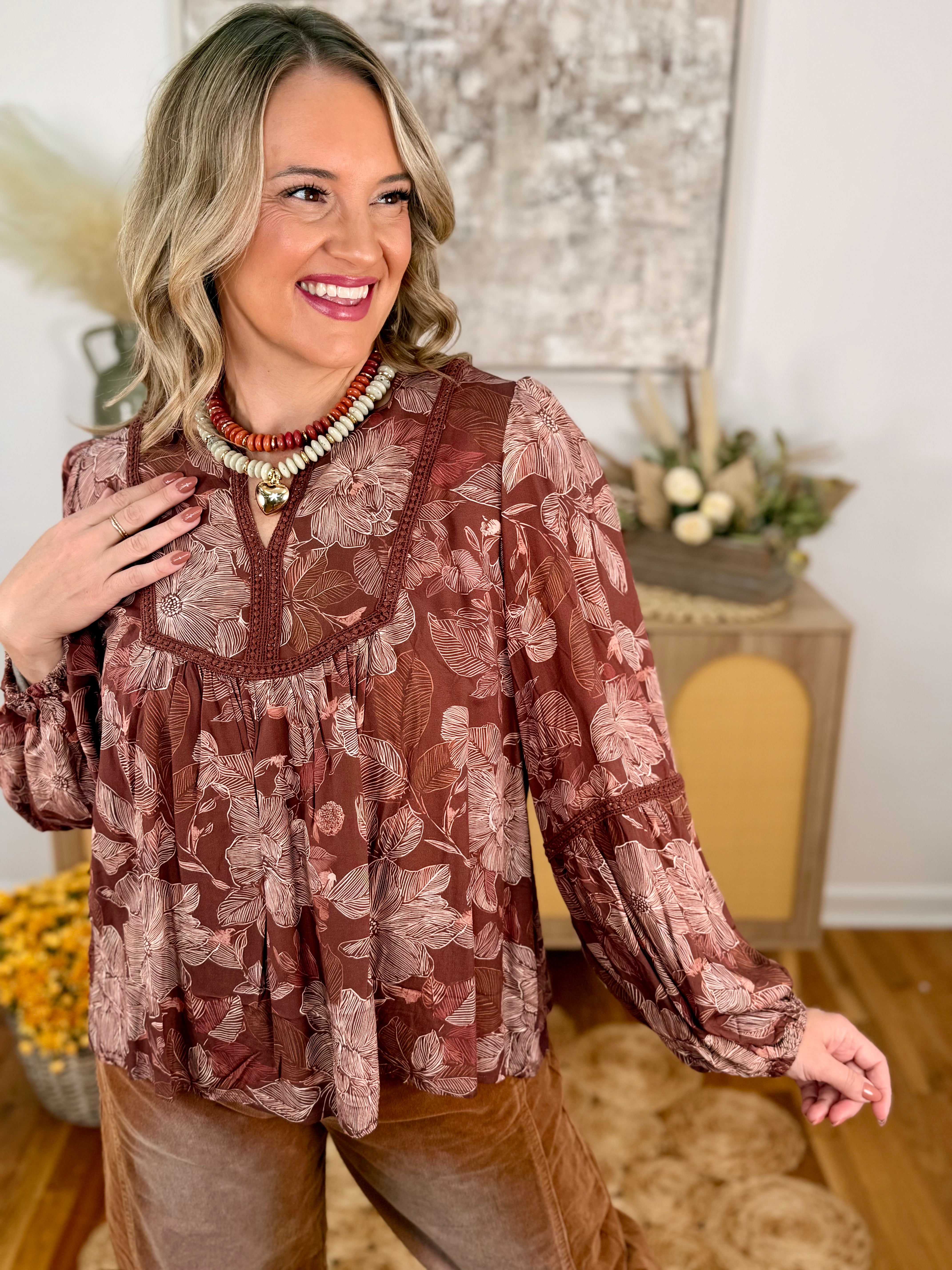 Cinnamon & Spice Blouse-110 Long Sleeve Top-Haptics-The Lovely Closet, Women's Fashion Boutique in Alexandria, KY