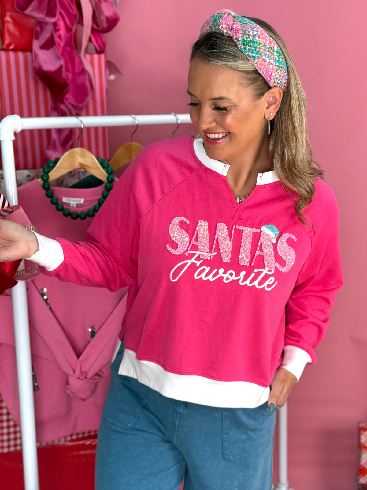 Jess Lea Santa's Favorite French Terry Pullover-350 Holiday-Jess Lea-The Lovely Closet, Women's Fashion Boutique in Alexandria, KY