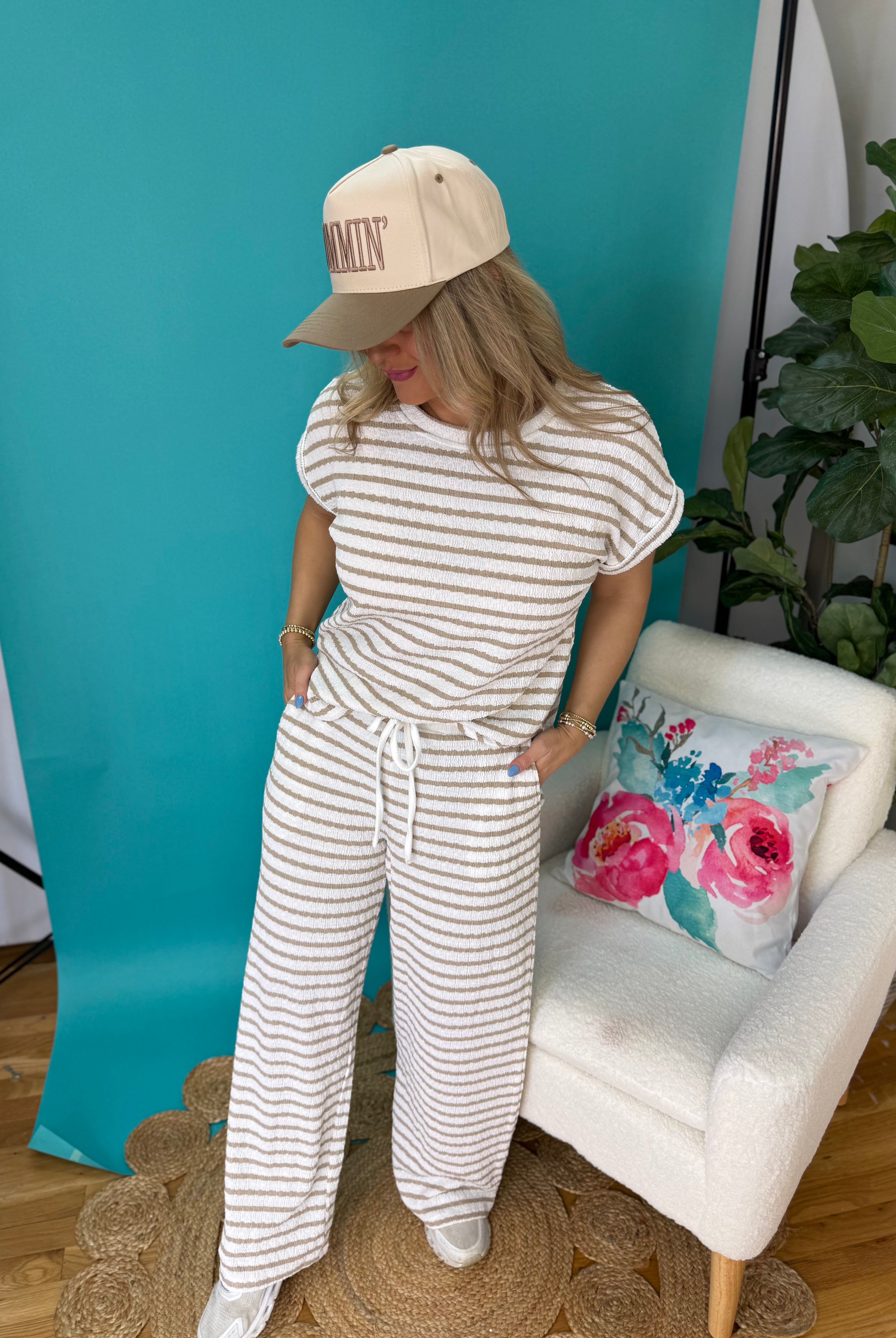 Relax and Repeat Wide Leg Lounge Pants - Taupe-240 Pants-Blu Pepper-The Lovely Closet, Women's Fashion Boutique in Alexandria, KY