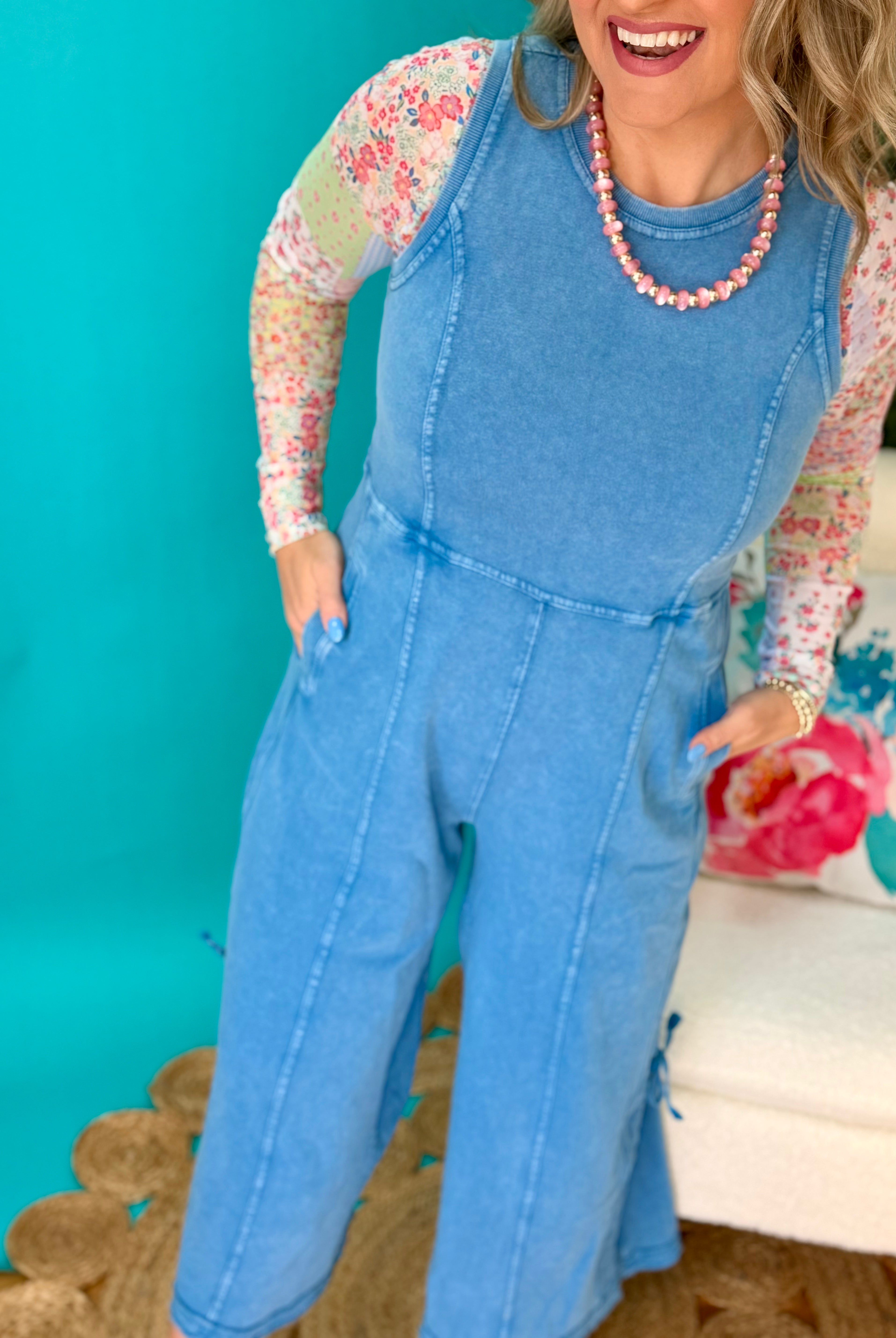 Spring Picnic Patch Mesh top-110 Long Sleeve Top-J.Her-The Lovely Closet, Women's Fashion Boutique in Alexandria, KY