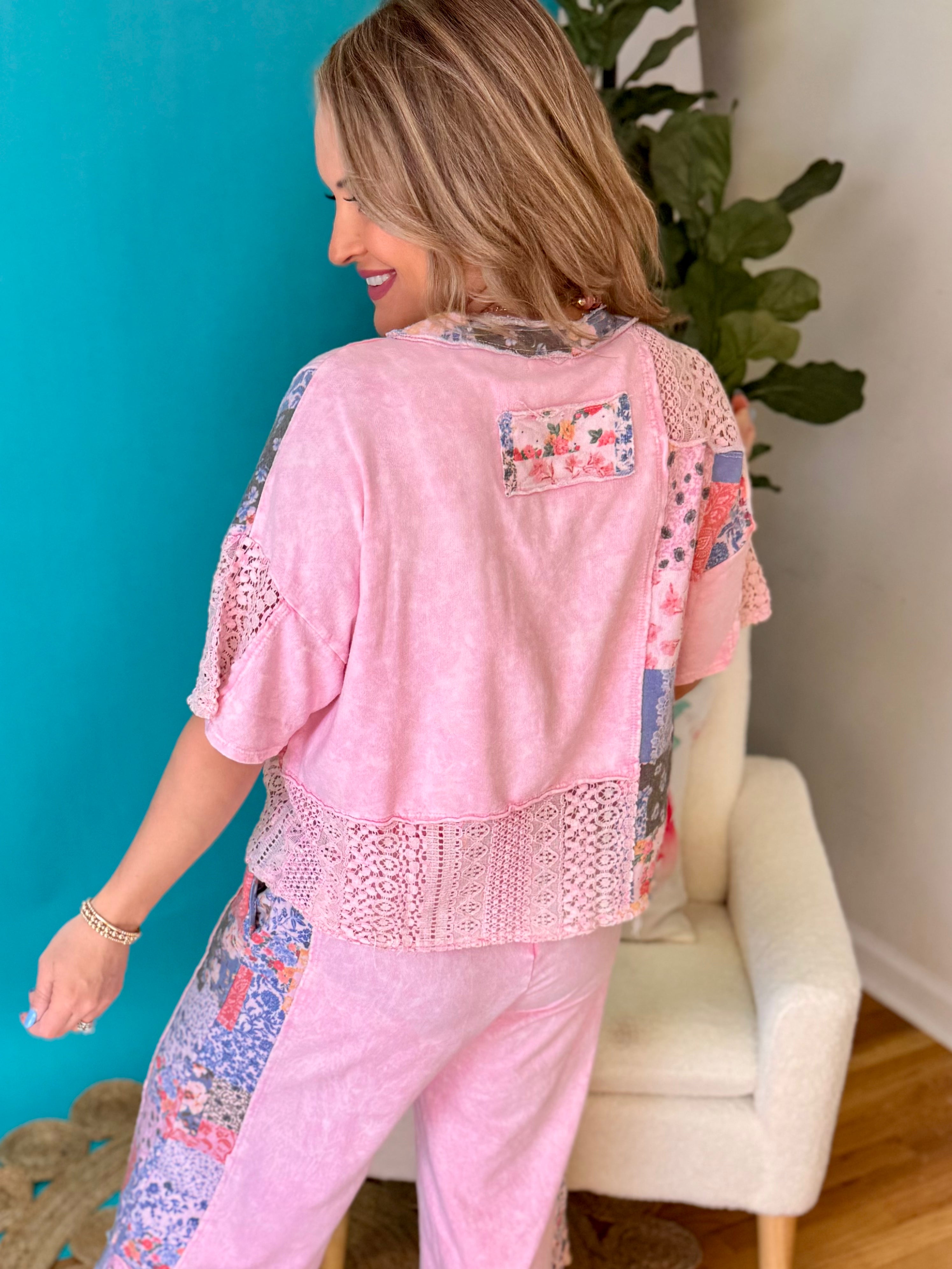 Cloud Nine Mineral Wash Henley Top-100 Short Sleeve Tops-J.Her-The Lovely Closet, Women's Fashion Boutique in Alexandria, KY