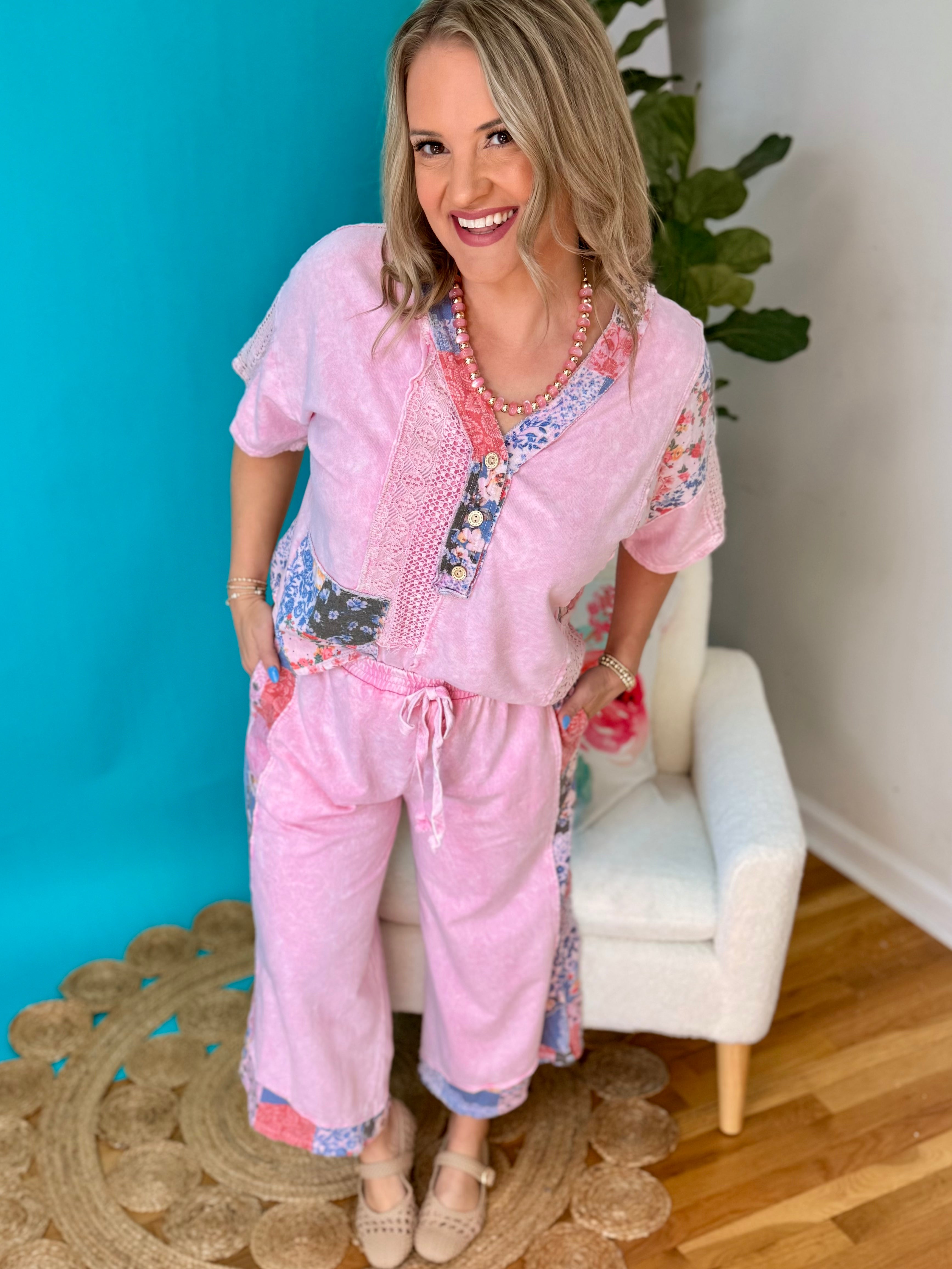 Cloud Nine Mineral Wash Cropped Pants-240 Pants-J.Her-The Lovely Closet, Women's Fashion Boutique in Alexandria, KY