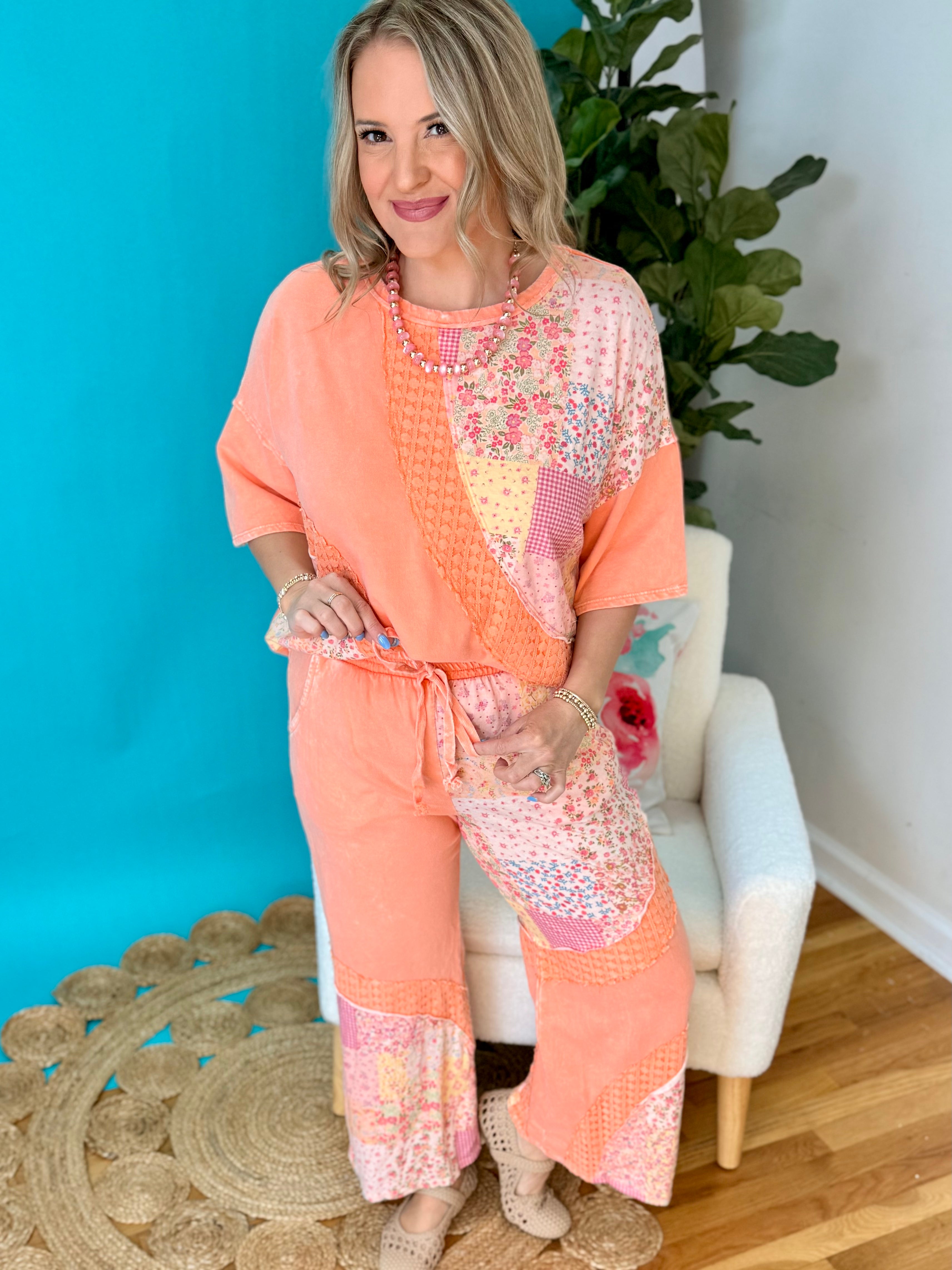 Too Comfy To Care Patchwork Pants-240 Pants-J.Her-The Lovely Closet, Women's Fashion Boutique in Alexandria, KY