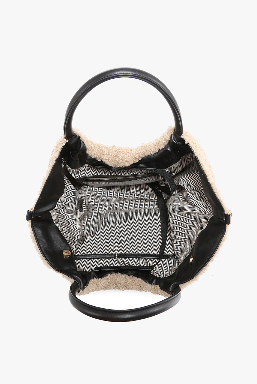 BLACK FRIDAY 9AM - TEDDY SHERPA SATCHEL BAG-290 Bag/Handbags-The Lovely Closet-The Lovely Closet, Women's Fashion Boutique in Alexandria, KY