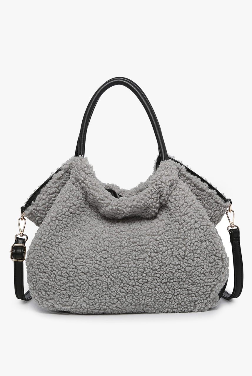 BLACK FRIDAY 9AM - TEDDY SHERPA SATCHEL BAG-290 Bag/Handbags-The Lovely Closet-The Lovely Closet, Women's Fashion Boutique in Alexandria, KY