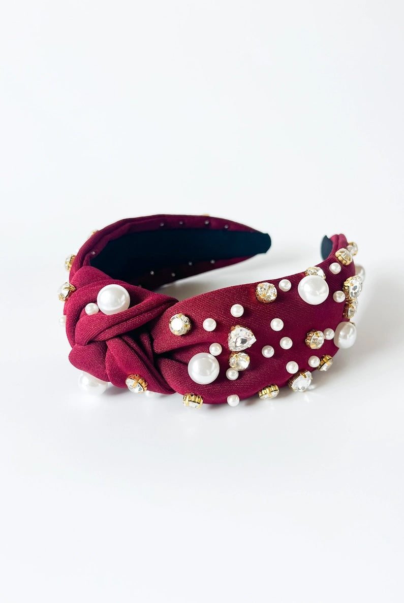 Festive Headbands- Maroon-300 Headwear-Brittyland-The Lovely Closet, Women's Fashion Boutique in Alexandria, KY