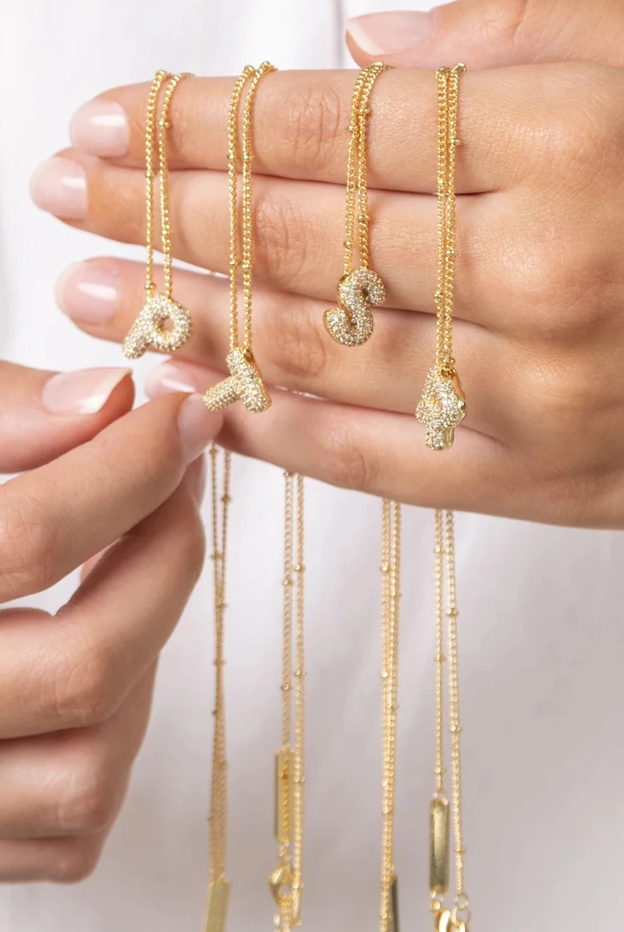 Luxe Bubble Letter Necklace-250 Jewelry-Michelle McDowell-The Lovely Closet, Women's Fashion Boutique in Alexandria, KY