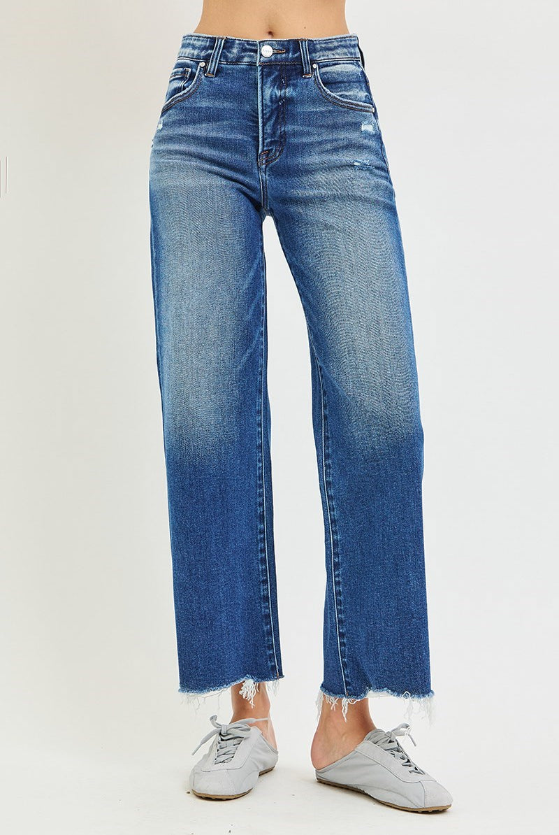 RISEN High Rise Ankle Wide Leg - Dark-210 Jeans-Risen-The Lovely Closet, Women's Fashion Boutique in Alexandria, KY