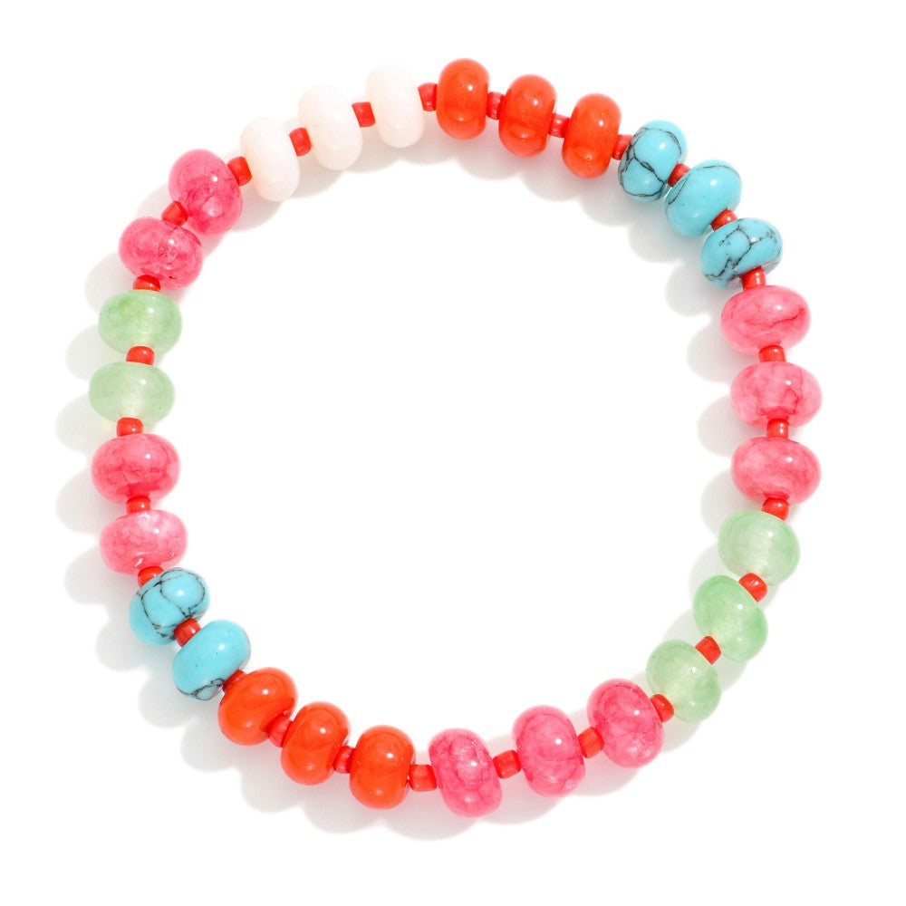 Candy Bead Stretch Bracelets - Red Multi-250 Jewelry-judson-The Lovely Closet, Women's Fashion Boutique in Alexandria, KY