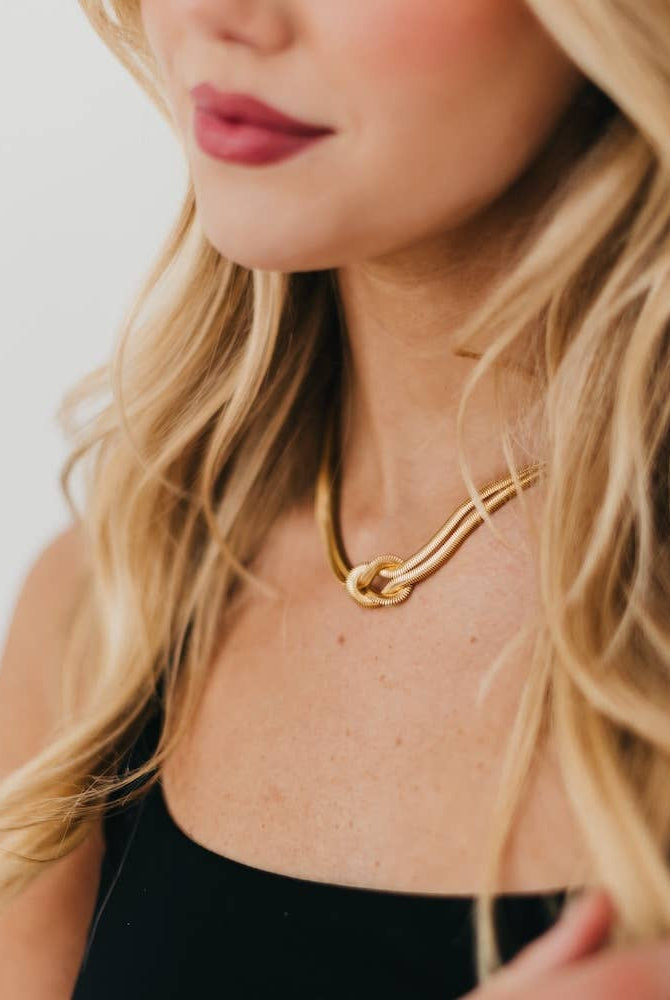 Talia Tied Necklace - WATERPROOF: Gold-250 Jewelry-Pretty Simple-The Lovely Closet, Women's Fashion Boutique in Alexandria, KY