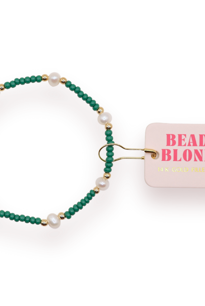 Green Pearl Bracelet: Standard 6.75 inch-bracelets-Beaded Blondes-The Lovely Closet, Women's Fashion Boutique in Alexandria, KY