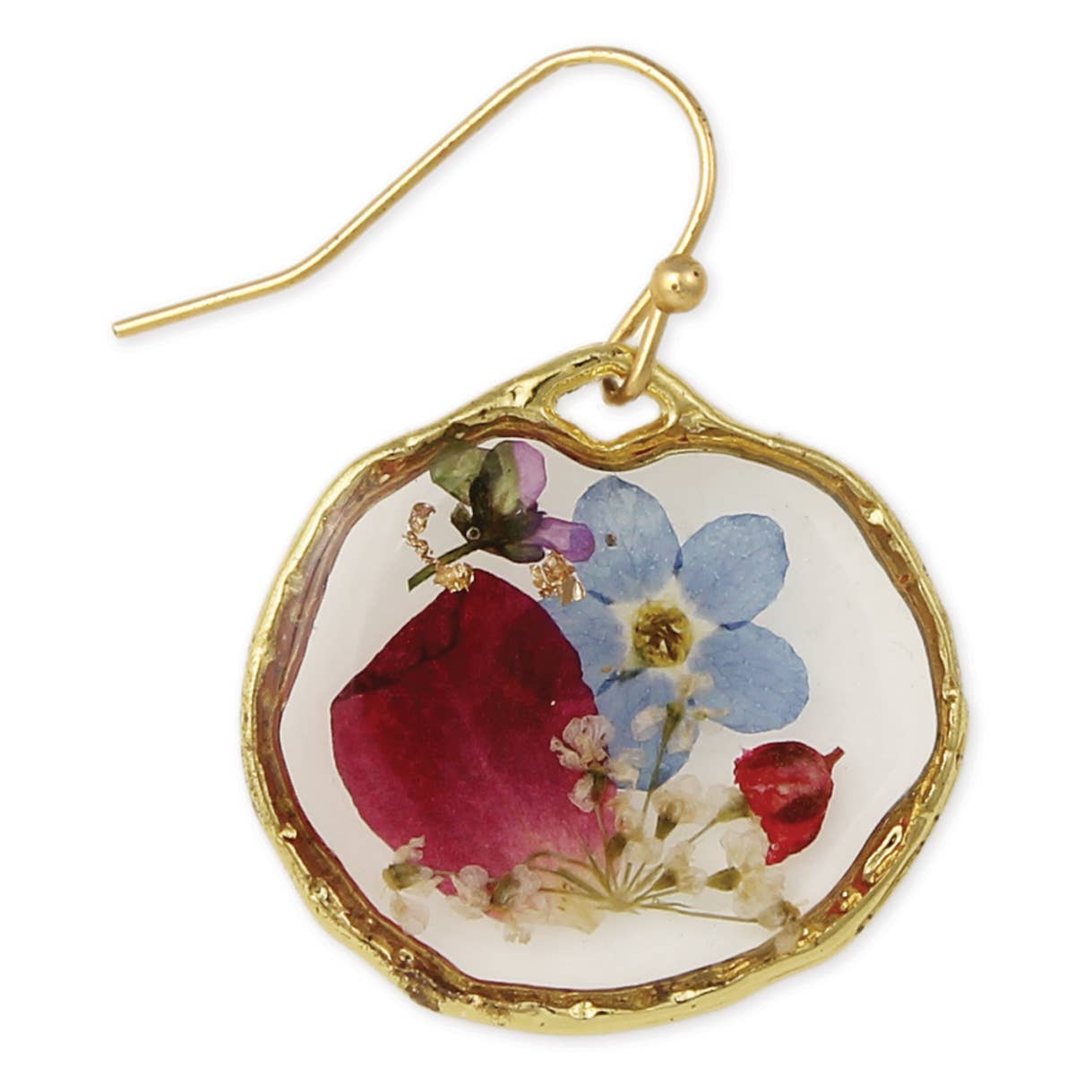 Cottage Floral Blue Red Dried Flower Earrings-280 Accessories-ZAD-The Lovely Closet, Women's Fashion Boutique in Alexandria, KY