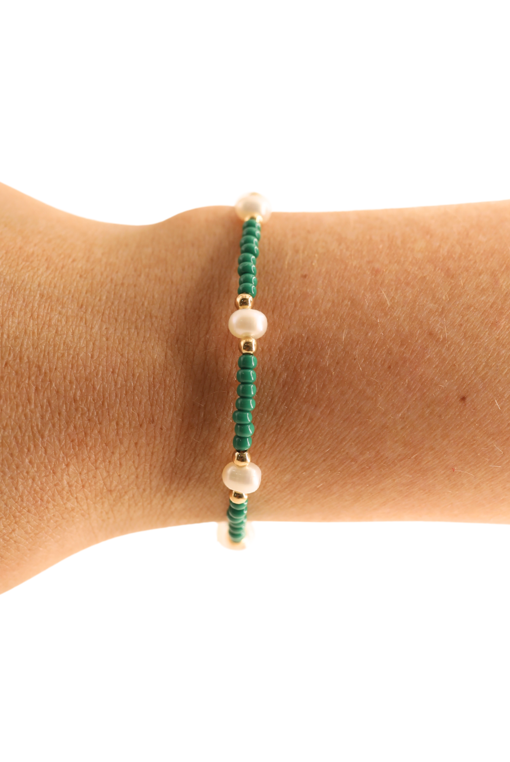 Green Pearl Bracelet: Standard 6.75 inch-bracelets-Beaded Blondes-The Lovely Closet, Women's Fashion Boutique in Alexandria, KY