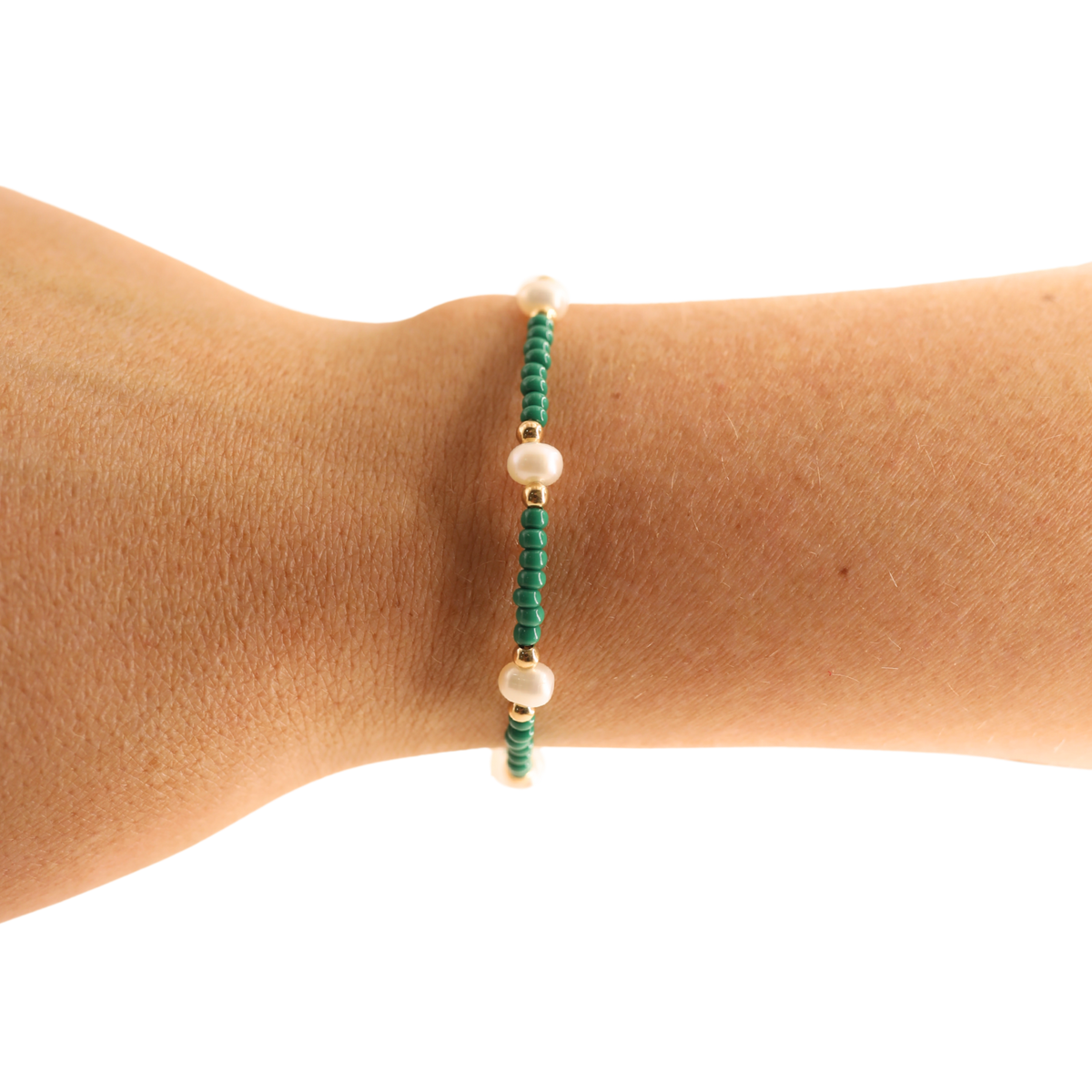 Green Pearl Bracelet: Extended 7.25 inch-bracelet-Beaded Blondes-The Lovely Closet, Women's Fashion Boutique in Alexandria, KY
