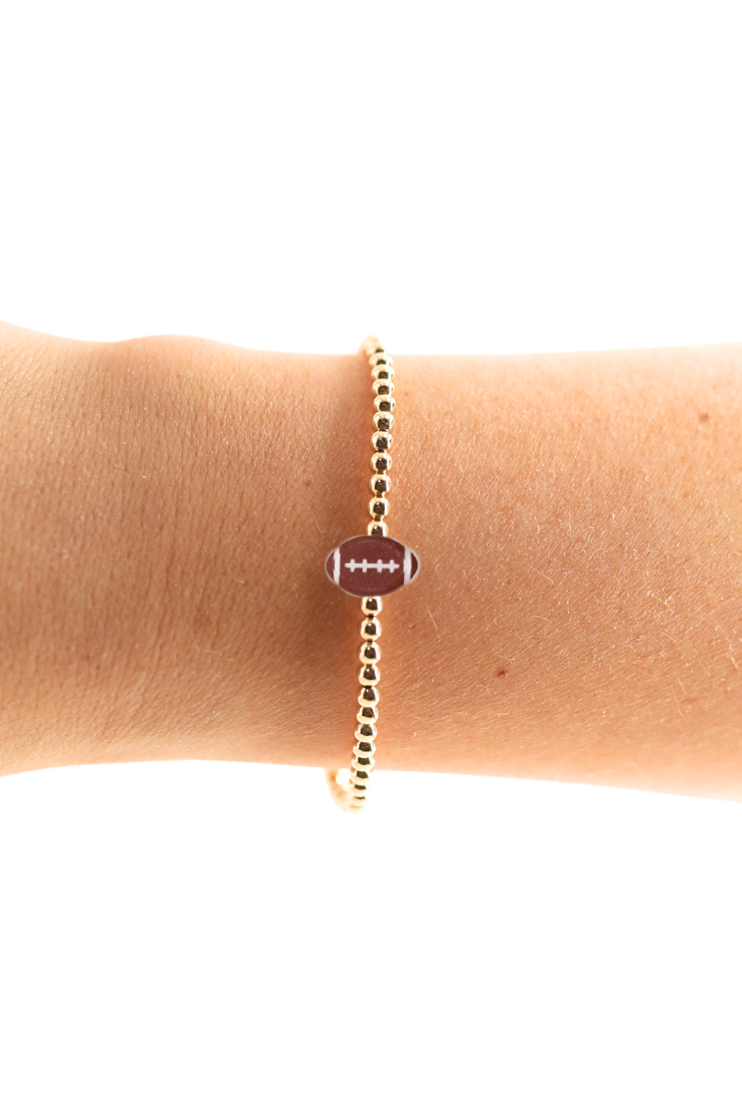 PRE-ORDER Beaded Blondes Football Bracelet on Gold - EXTENDED 7.25 inch-bracelet-Beaded Blondes-The Lovely Closet, Women's Fashion Boutique in Alexandria, KY