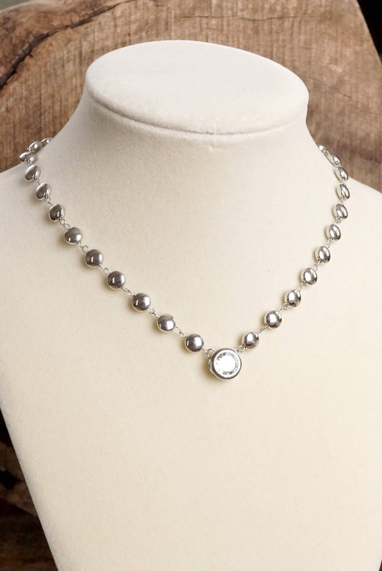 Crystal Pendant Necklace - Silver-250 Jewelry-PennyLine inc-The Lovely Closet, Women's Fashion Boutique in Alexandria, KY