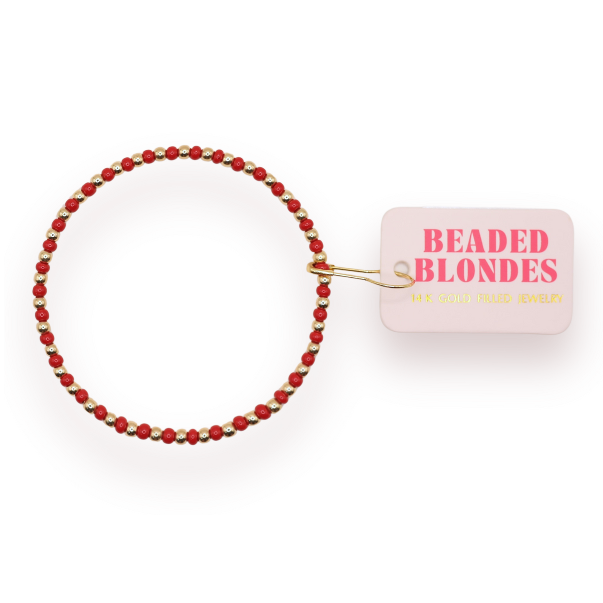 Crimson Red Demi Bracelet: Gold / Extended 7.25 inch-bracelet-Beaded Blondes-The Lovely Closet, Women's Fashion Boutique in Alexandria, KY