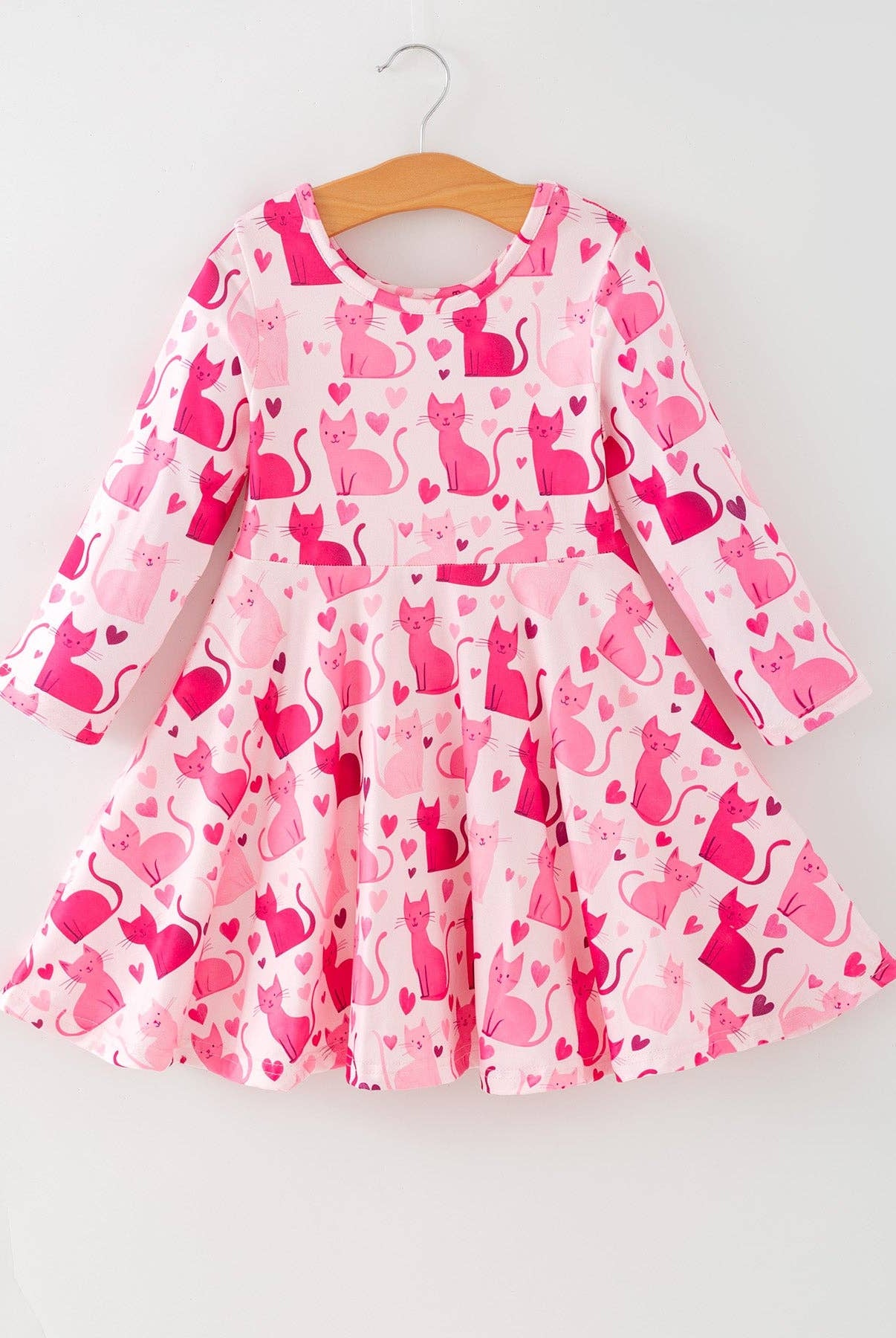 Valentine Toddler Girls Pink Cat Dress-360 Carolines Closet-Rylee Faith Designs-The Lovely Closet, Women's Fashion Boutique in Alexandria, KY