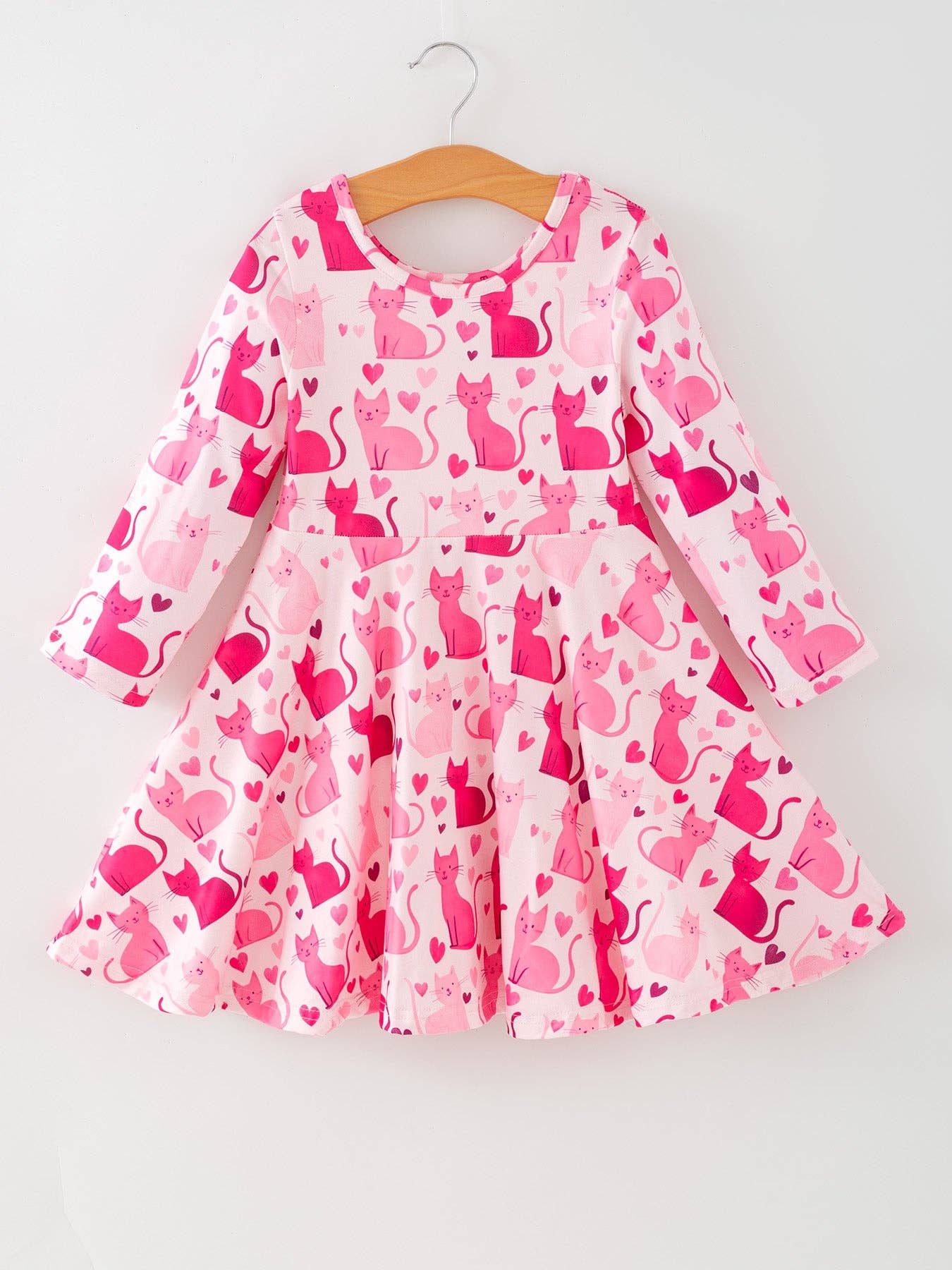 Valentine Toddler Girls Pink Cat Dress-360 Carolines Closet-Rylee Faith Designs-The Lovely Closet, Women's Fashion Boutique in Alexandria, KY