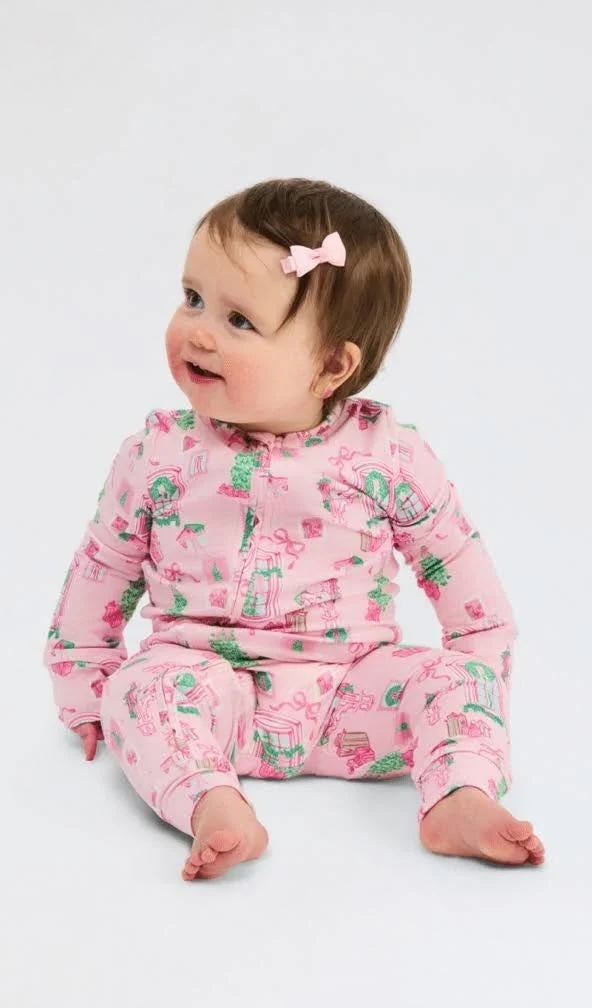 Infant (Baby) Pajamas - Christmas Cottage - Pink-190 Rompers/Jumpsuits/Sets-Mary Square-The Lovely Closet, Women's Fashion Boutique in Alexandria, KY