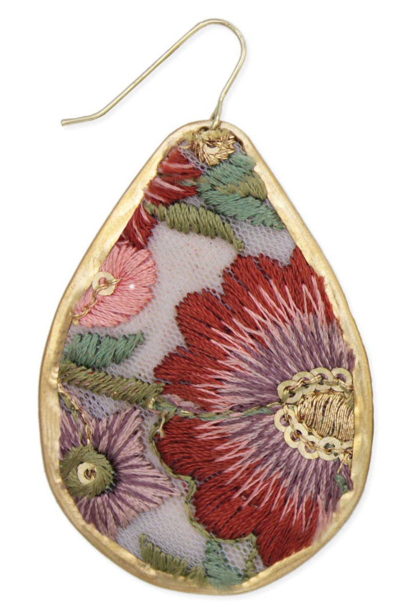 Autumn Bloom Embroidered Teardrop Earrings-280 Accessories-ZAD-The Lovely Closet, Women's Fashion Boutique in Alexandria, KY