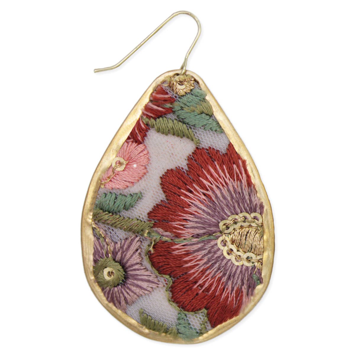 Autumn Bloom Embroidered Teardrop Earrings-280 Accessories-ZAD-The Lovely Closet, Women's Fashion Boutique in Alexandria, KY