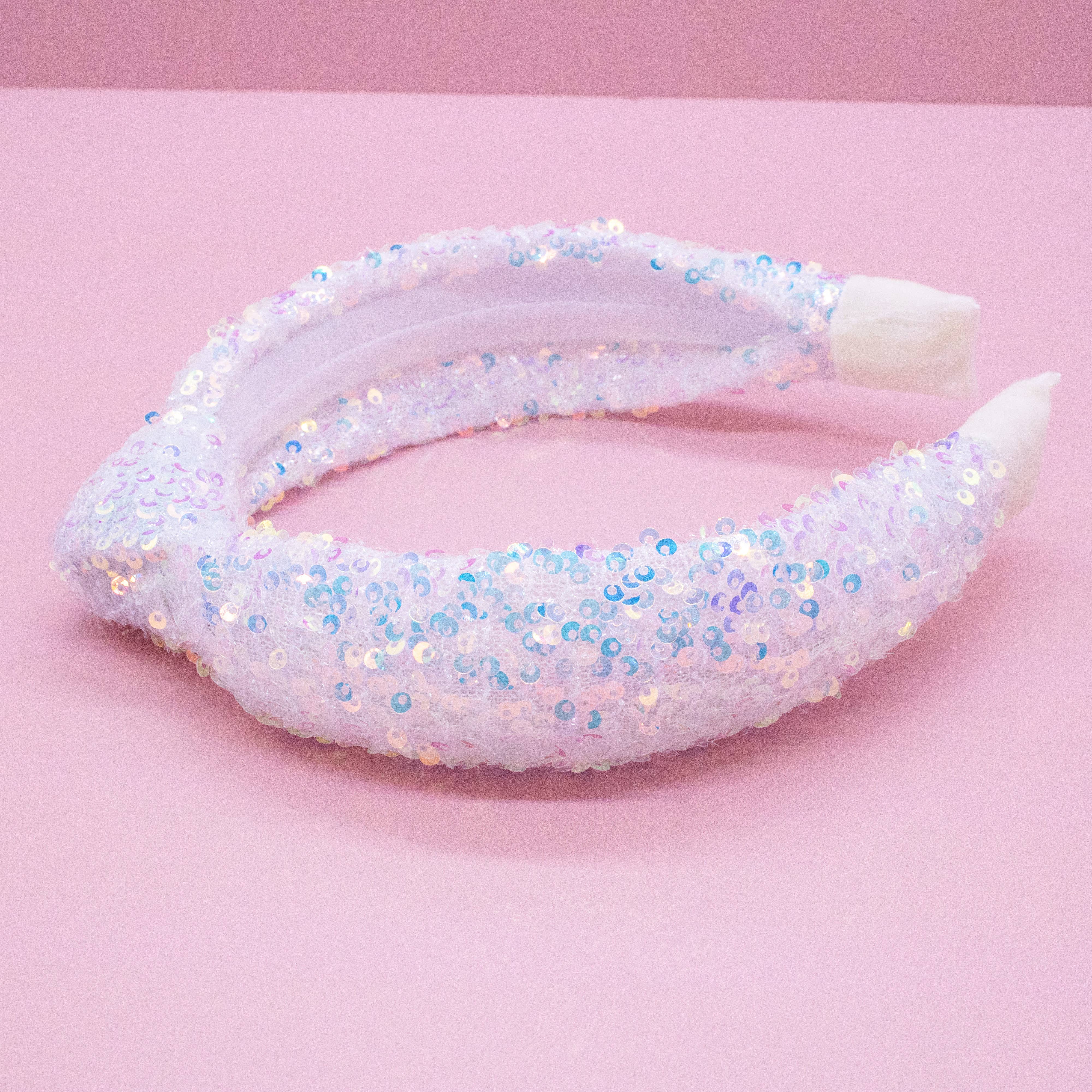 Sequin Knotted Grils Hair Band - White-360 Carolines Closet-Frog Sac-The Lovely Closet, Women's Fashion Boutique in Alexandria, KY
