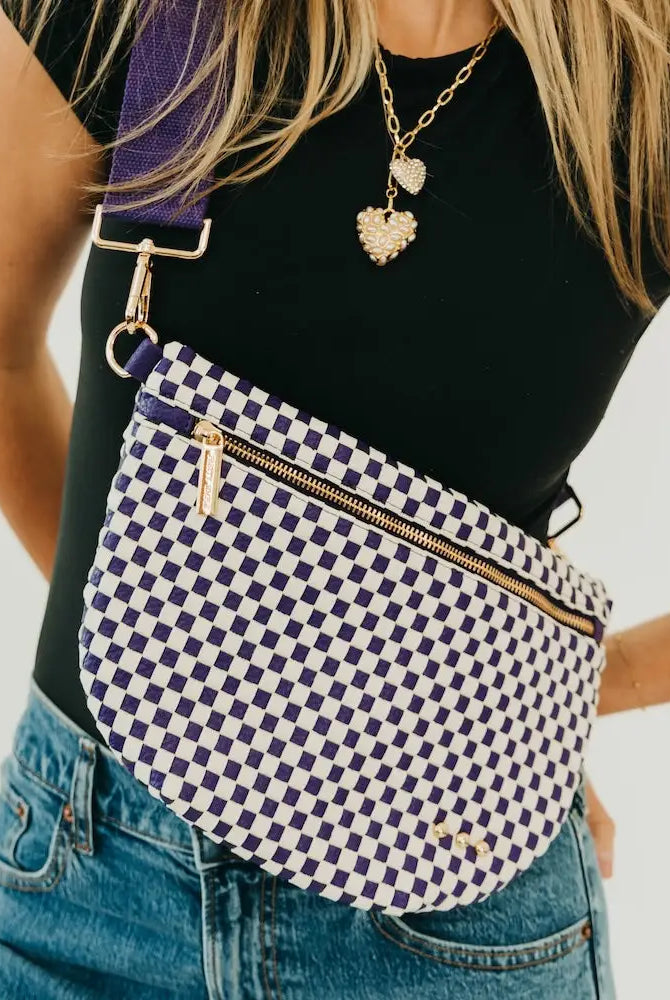 Westlyn Woven Bum Bag - Blue & White Check-290 Bag/Handbags-Pretty Simple-The Lovely Closet, Women's Fashion Boutique in Alexandria, KY