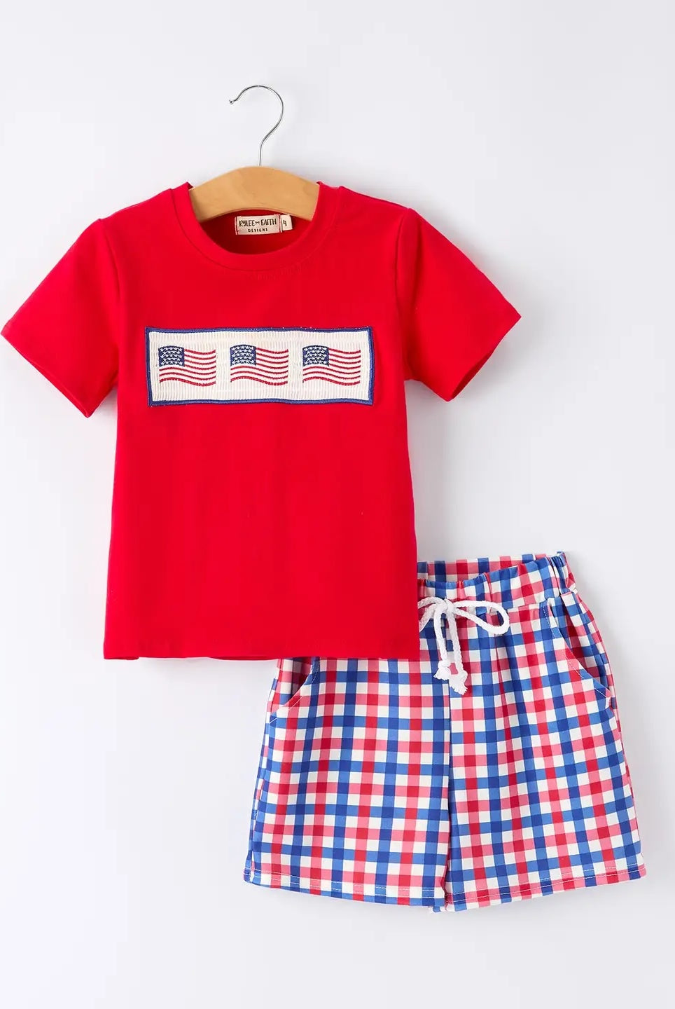 Boys 4th of July Plaid Flag Set-360 Carolines Closet-Rylee Faith Designs-The Lovely Closet, Women's Fashion Boutique in Alexandria, KY