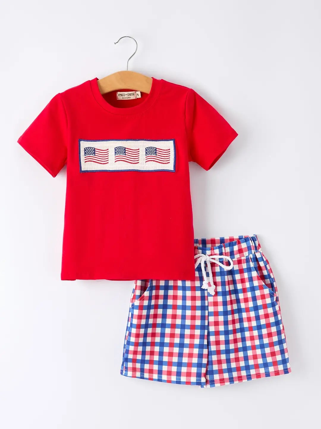 Boys 4th of July Plaid Flag Set-360 Carolines Closet-Rylee Faith Designs-The Lovely Closet, Women's Fashion Boutique in Alexandria, KY