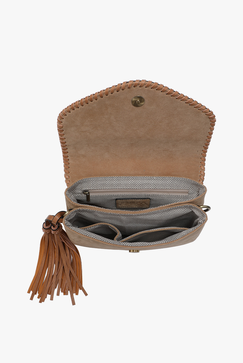 FINAL SALE Sloane Suede Flapover Whipstitch Crossbody: Dark Brown-290 Bag/Handbags-Jen & Co.-The Lovely Closet, Women's Fashion Boutique in Alexandria, KY