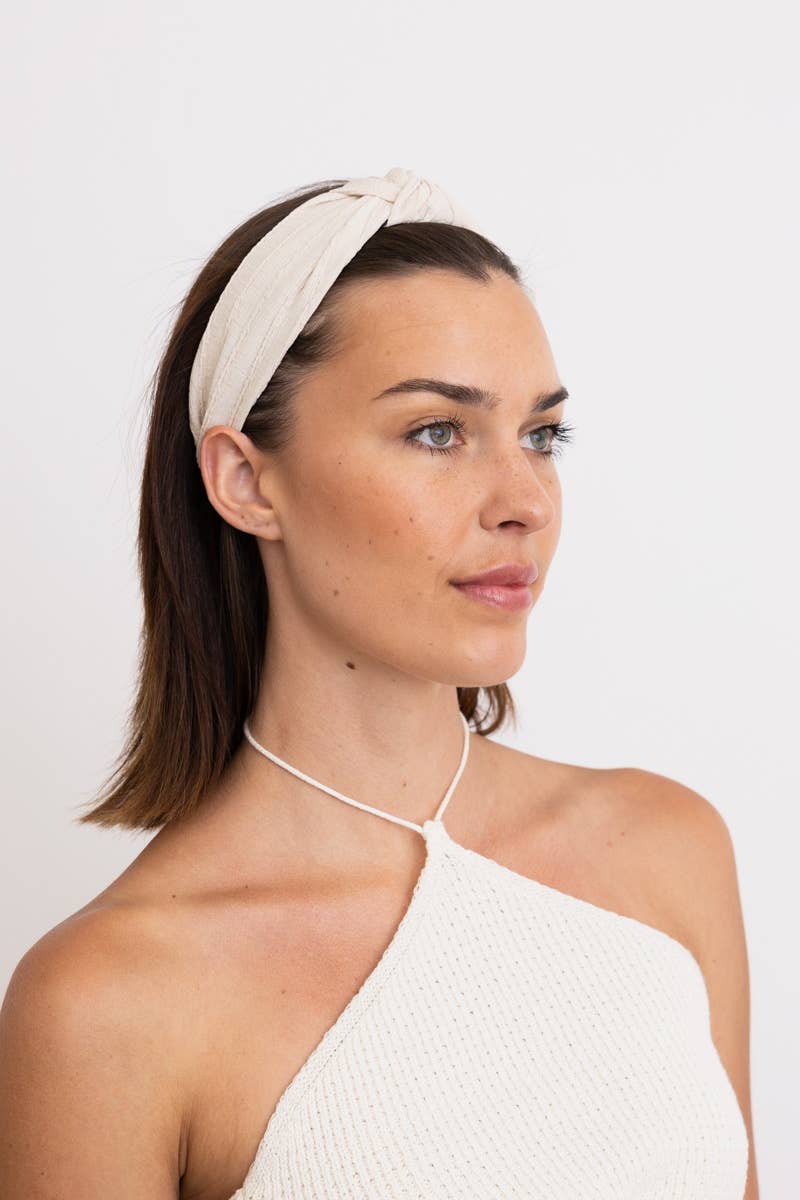 Top Knotted Boho Headband – Natural-Headband-Leto Accessories-The Lovely Closet, Women's Fashion Boutique in Alexandria, KY