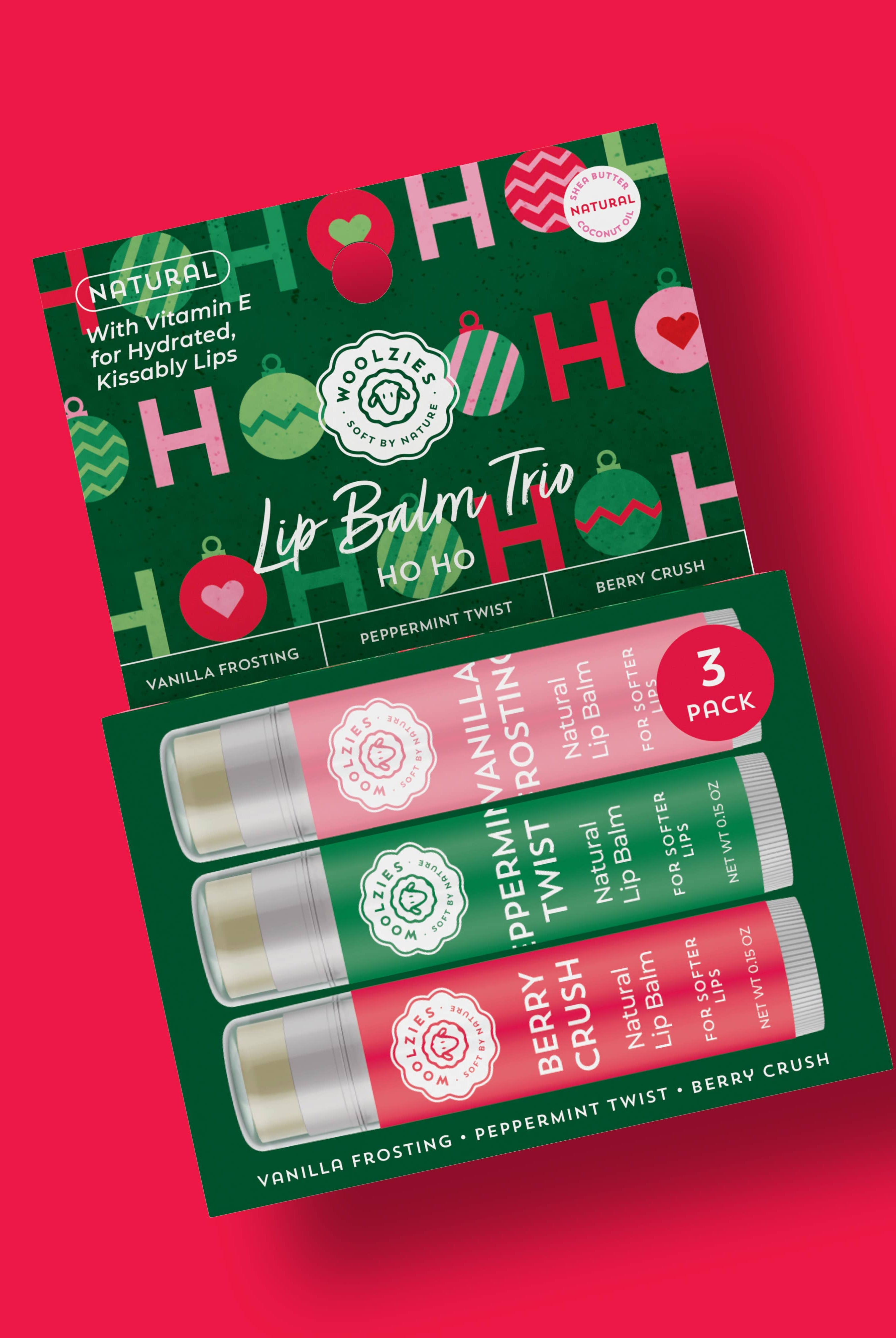 Natural Shea Butter Lip Balm Trio – HO HO Holiday-350 Holiday-Woolzies-The Lovely Closet, Women's Fashion Boutique in Alexandria, KY