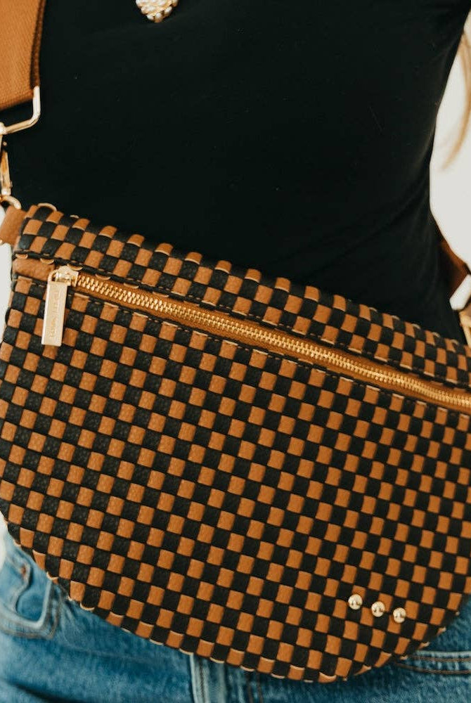 Westlyn Woven Bum Bag - Woven Checkered Coffee-290 Bag/Handbags-Pretty Simple-The Lovely Closet, Women's Fashion Boutique in Alexandria, KY
