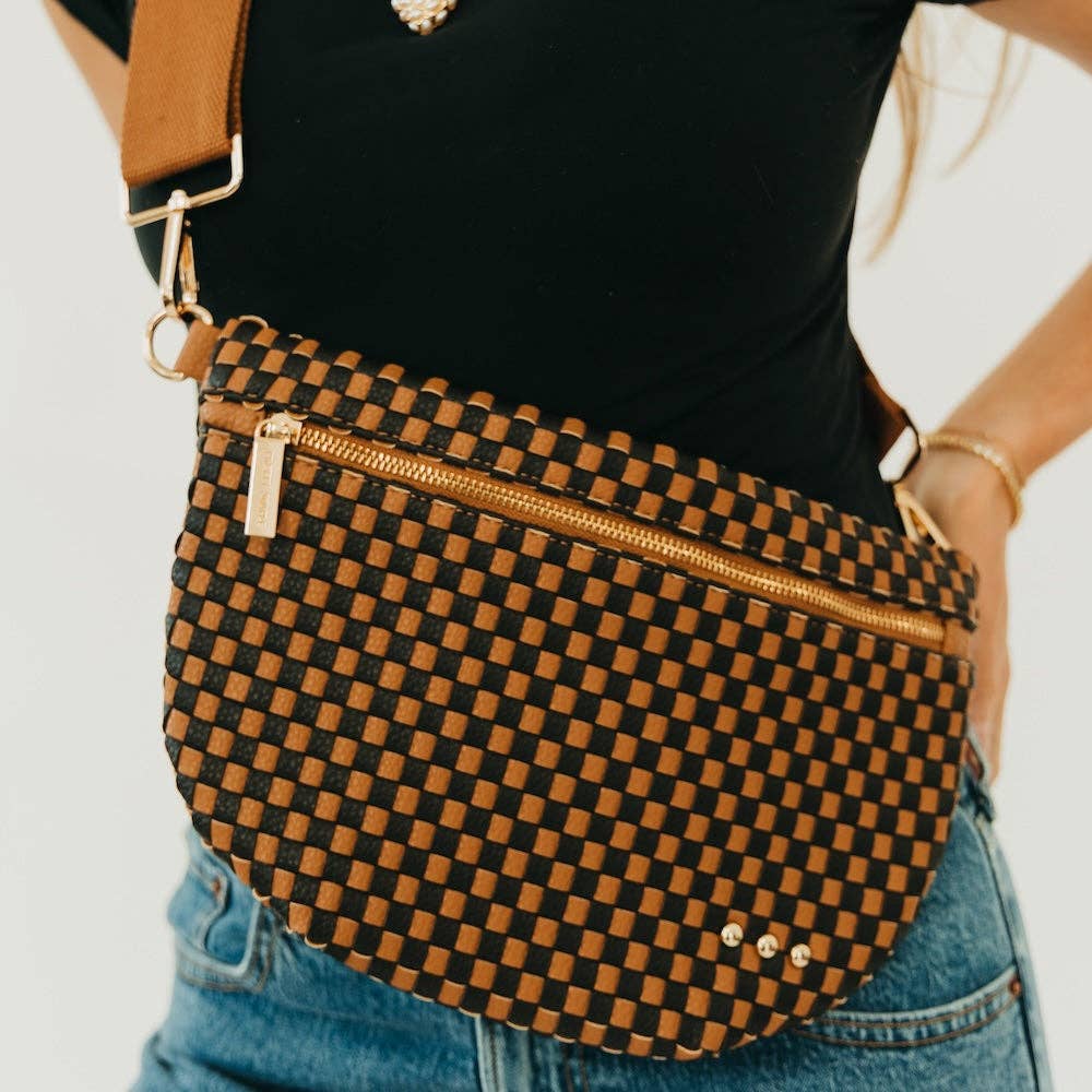 Westlyn Woven Bum Bag - Woven Checkered Coffee-290 Bag/Handbags-Pretty Simple-The Lovely Closet, Women's Fashion Boutique in Alexandria, KY