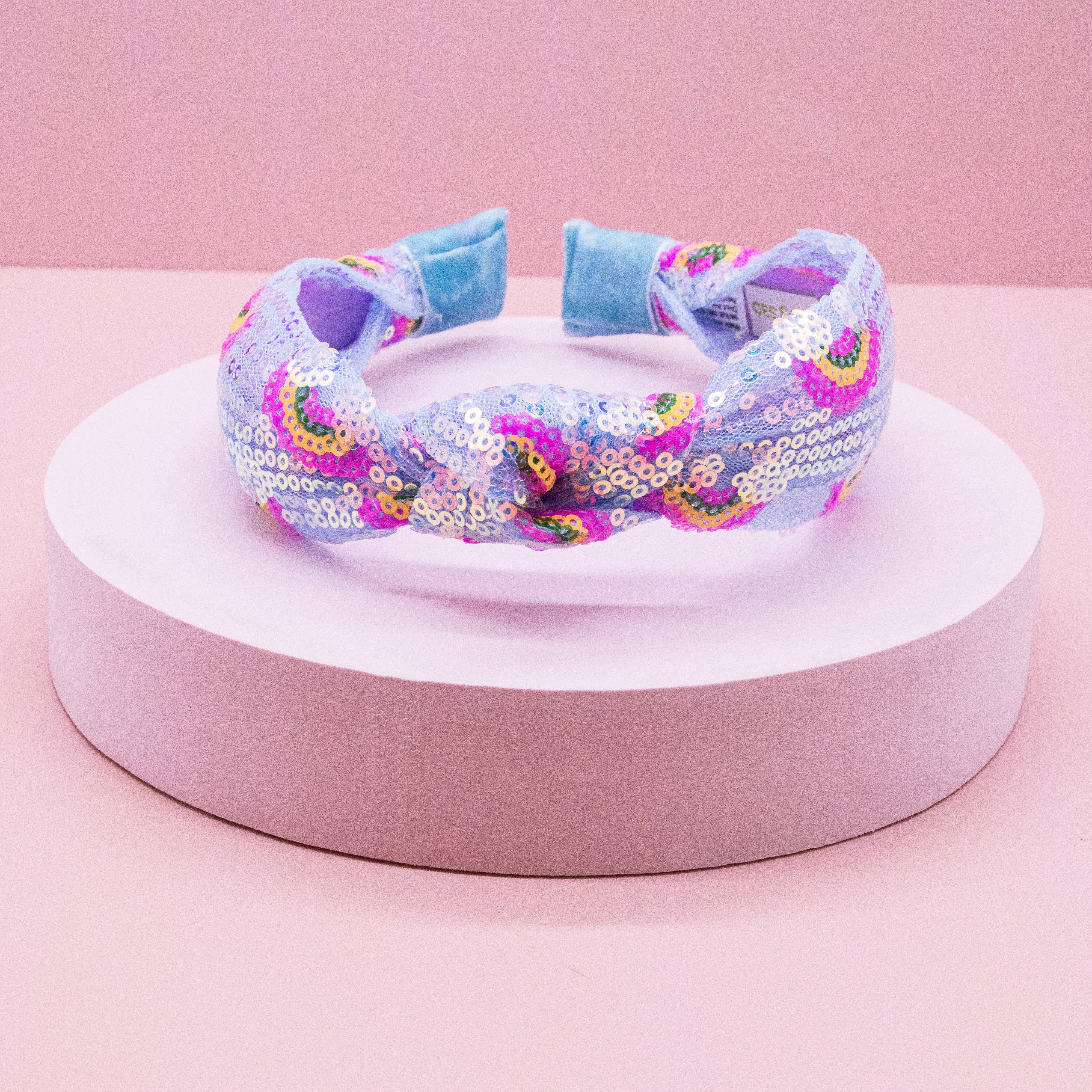 Kids Sequin Knot Headband - Rainbow: Pink-360 Carolines Closet-Frog Sac-The Lovely Closet, Women's Fashion Boutique in Alexandria, KY