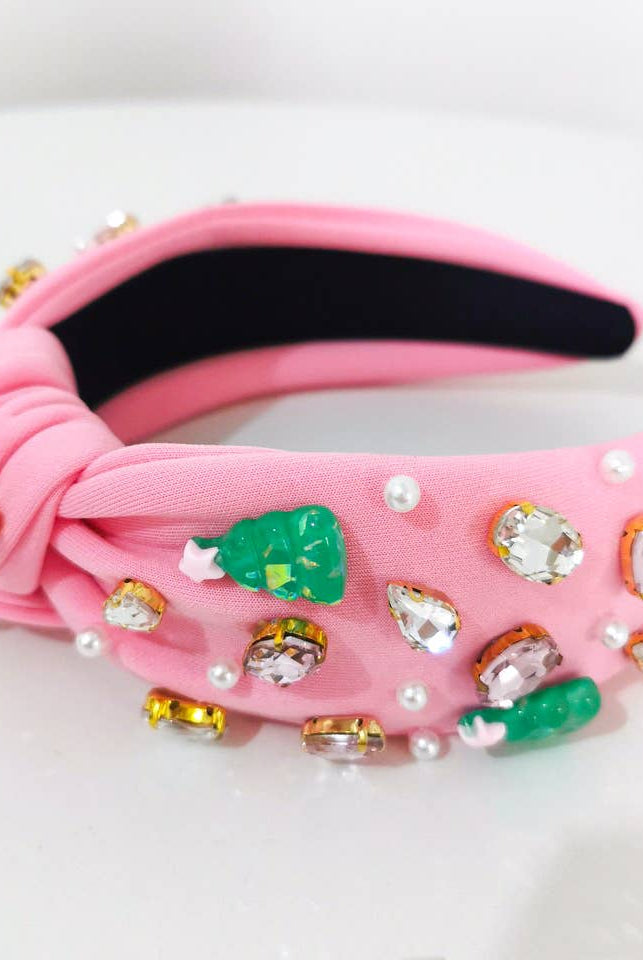 Festive Headbands Pink Christmas-280 Accessories-Brittyland-The Lovely Closet, Women's Fashion Boutique in Alexandria, KY